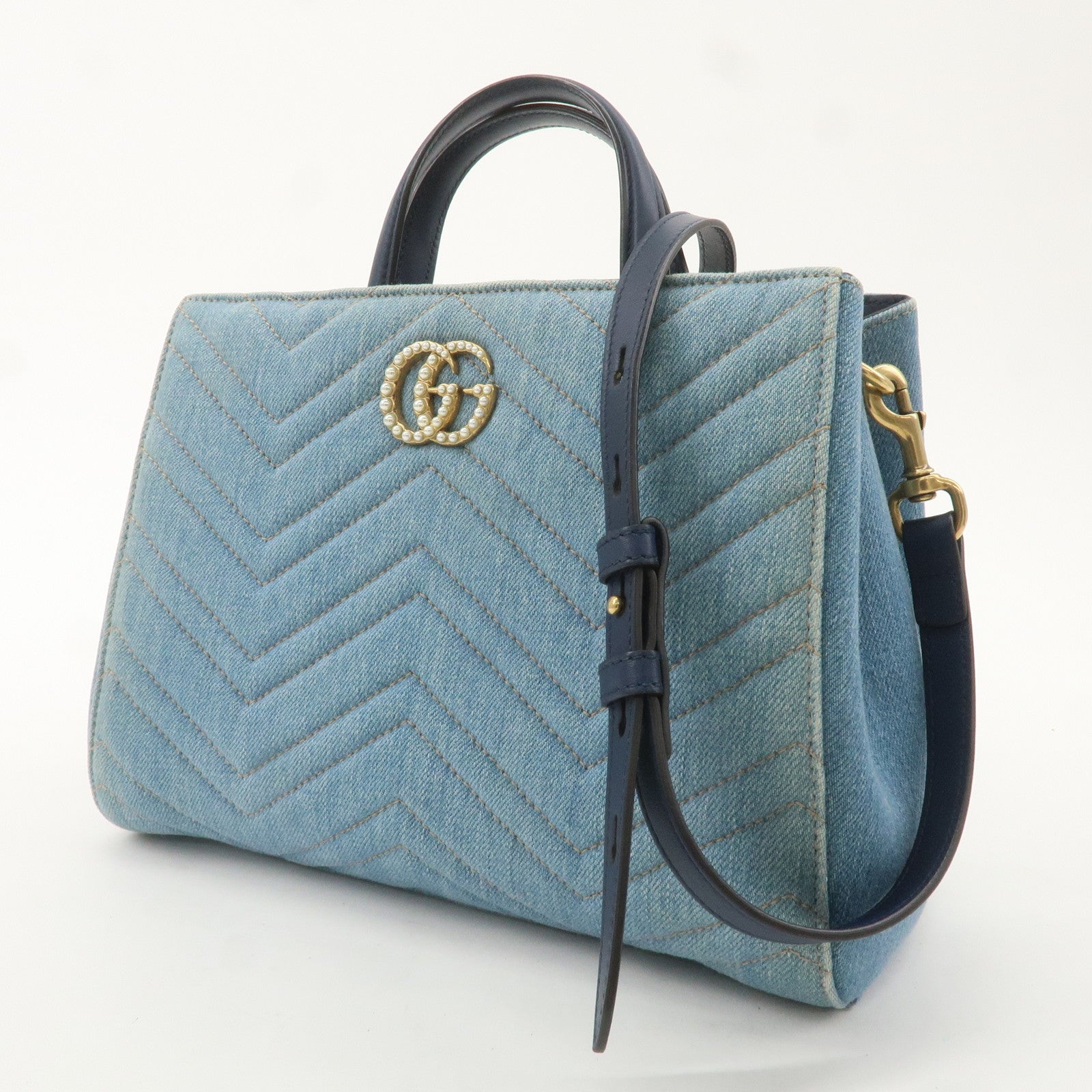 GUCCI GG Marmont Denim Leather Japan Limited 2WAY Hand Bag 448054