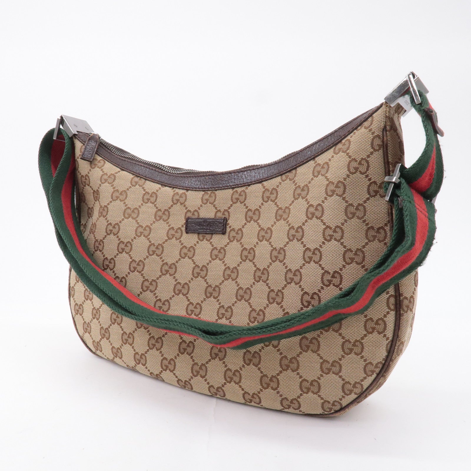 GUCCI Sherry GG Canvas Leather Shoulder Bag Beige Brown 122790