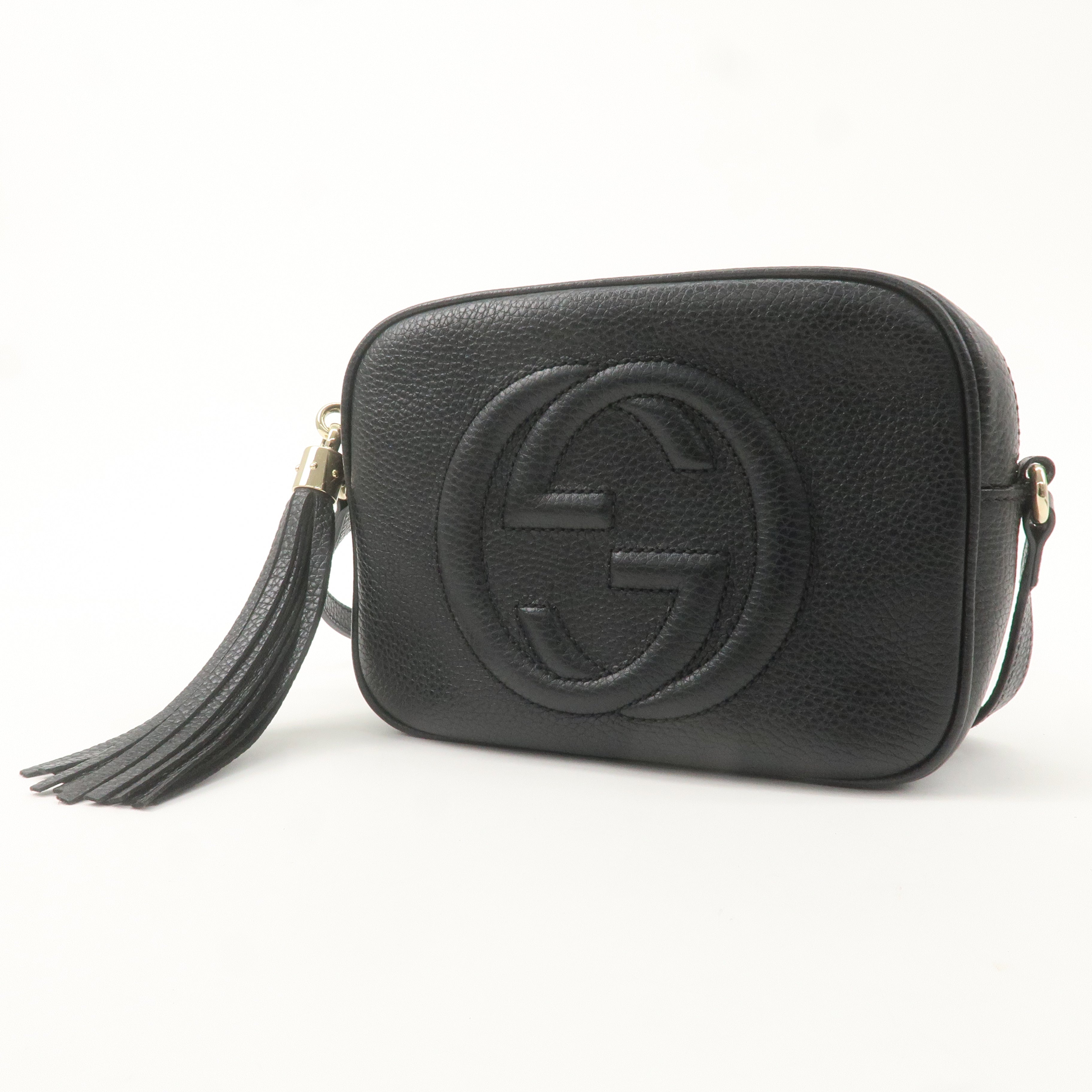 GUCCI SOHO Small Disco Leather Shoulder Bag Black 308364