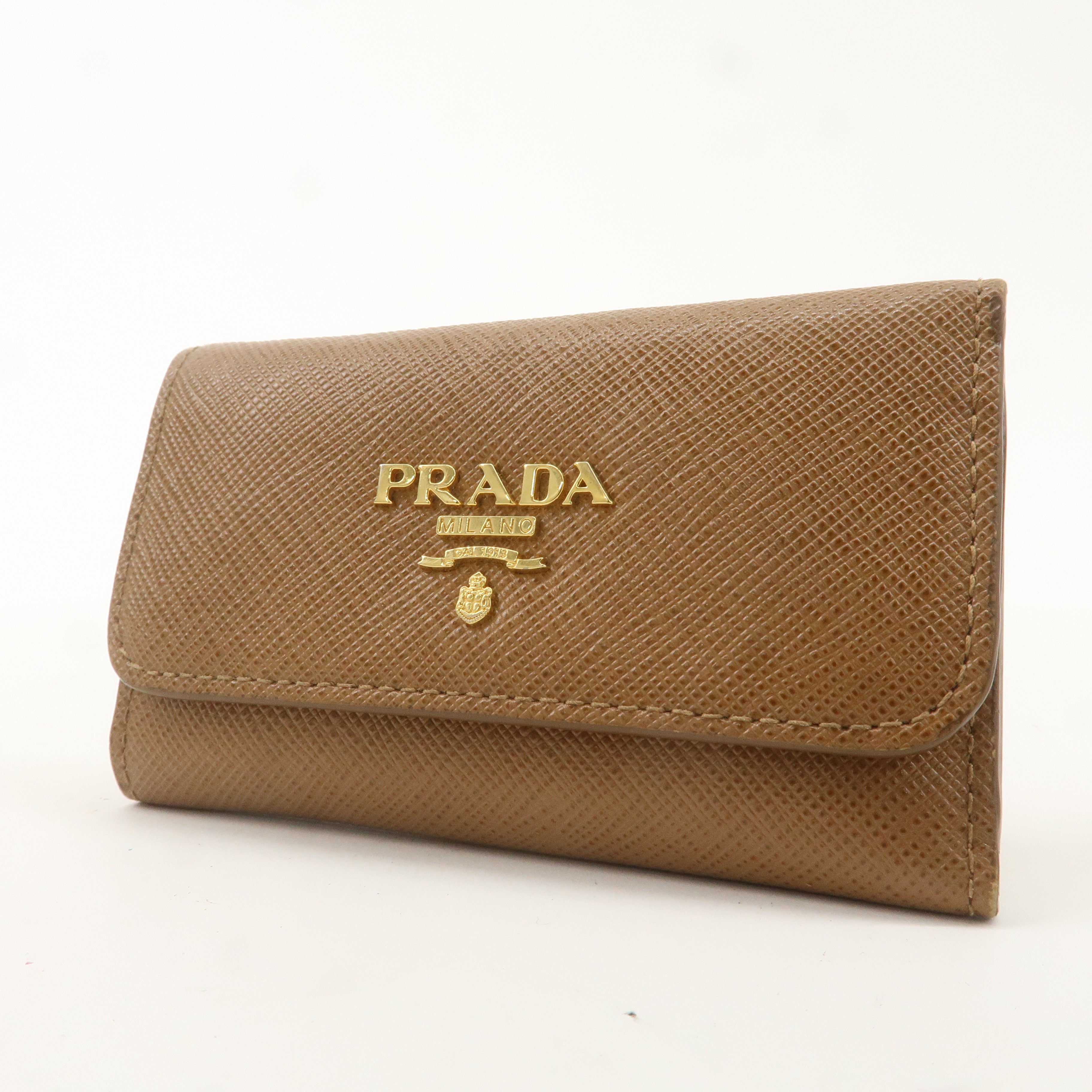 PRADA Leather 6 Key Case Key Holder Brown 1PG222