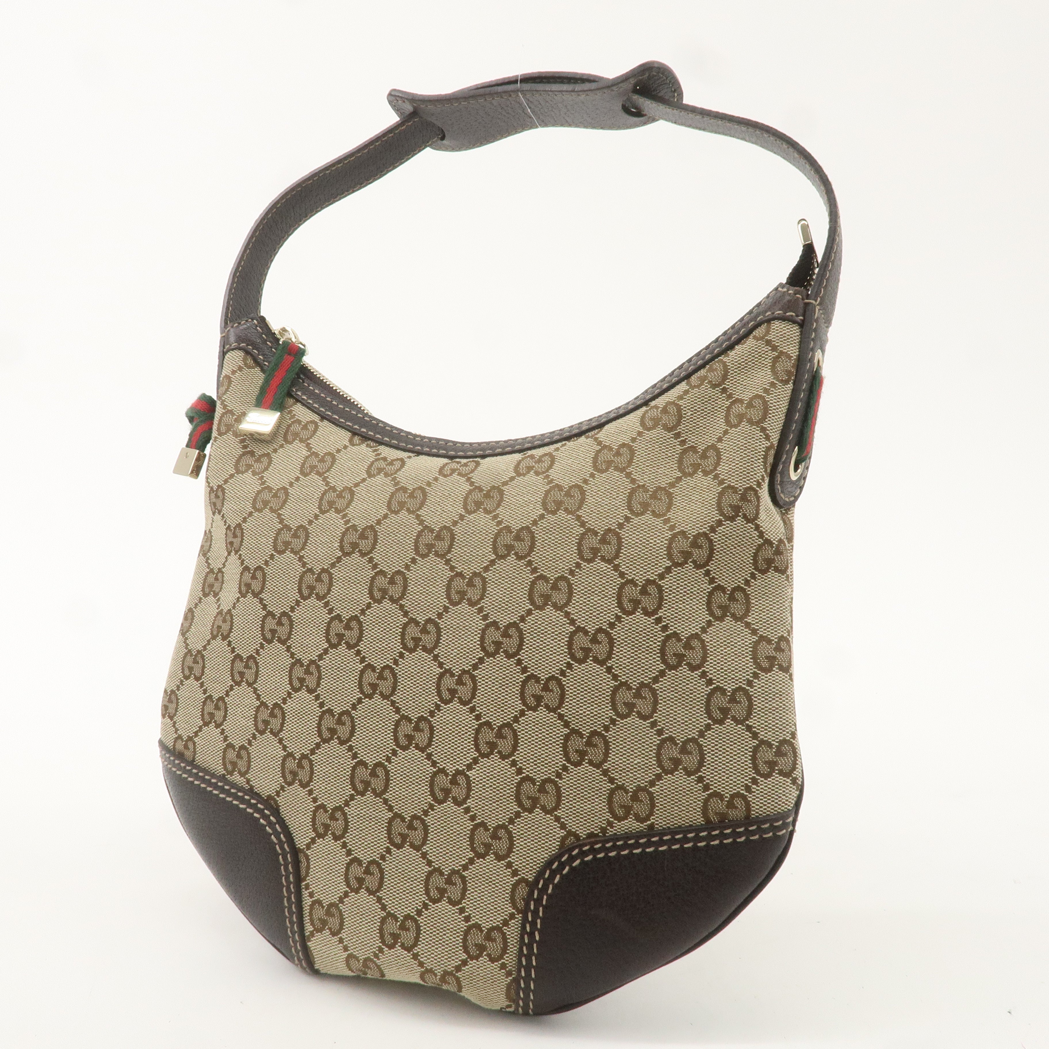 GUCCI Princy GG Canvas Leather Shoulder Bag Beige Brown 162895