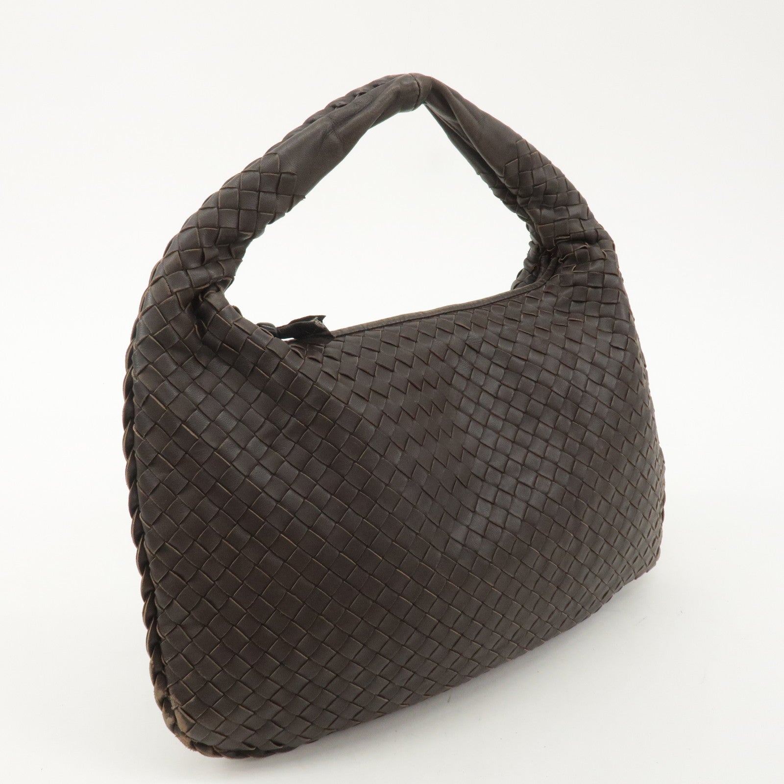 BOTTEGA VENETA Hobo Intrecciato Leather Shoulder Bag Brown 115653