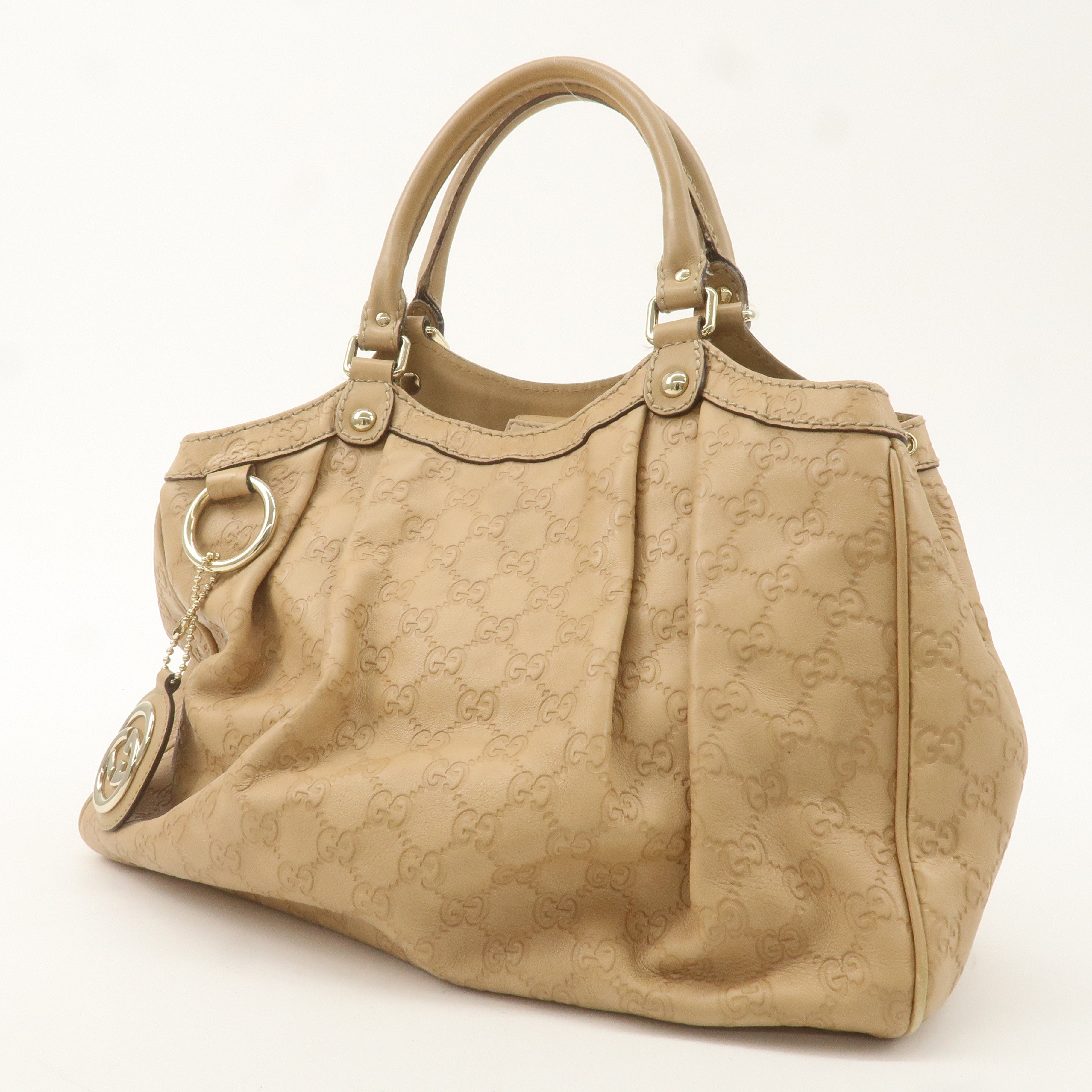 GUCCI Guccissima Leather Hand Bag Beige 211944