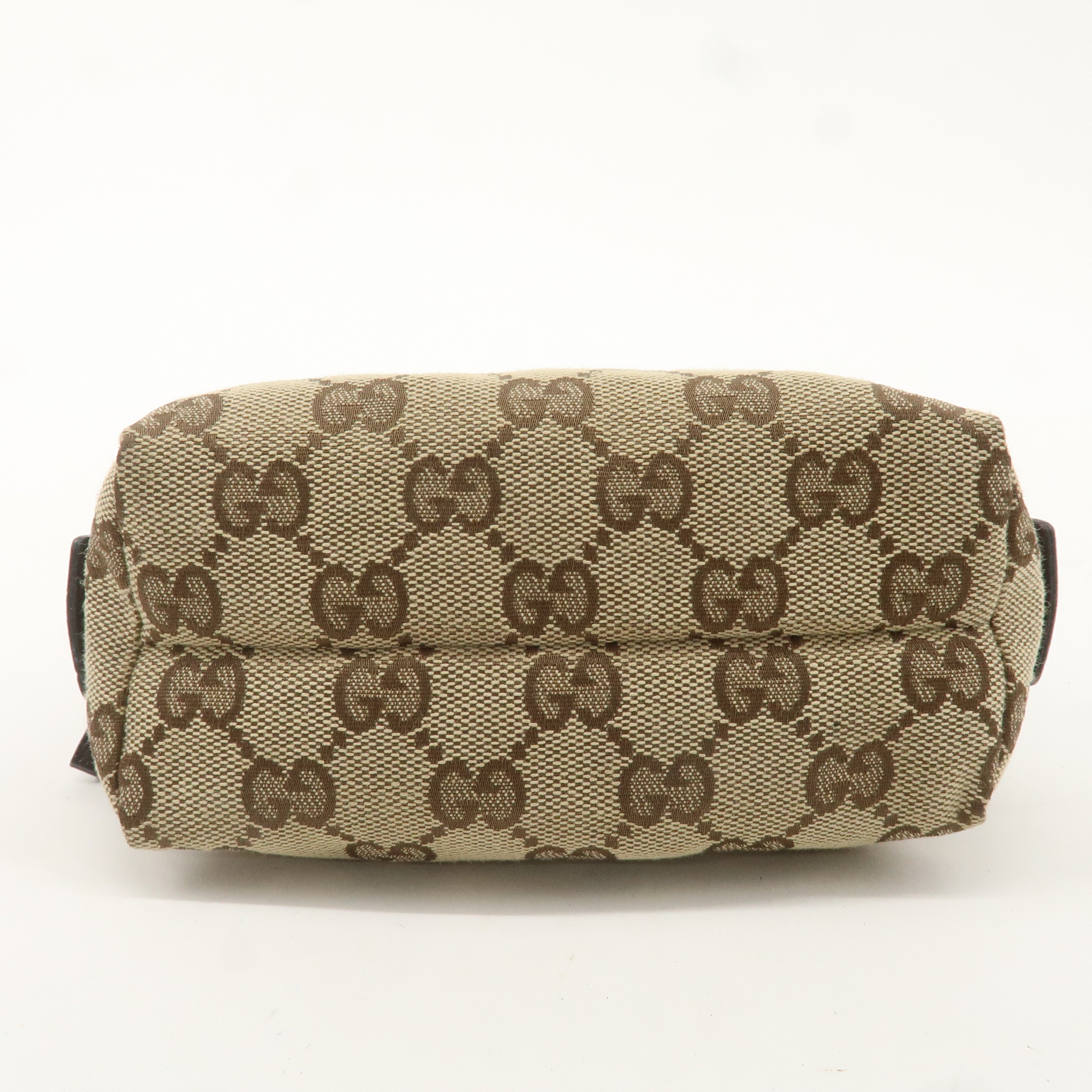 GUCCI Set of 2 GG Canvas Leather Cosmetic Pouch Beige Brown 29596