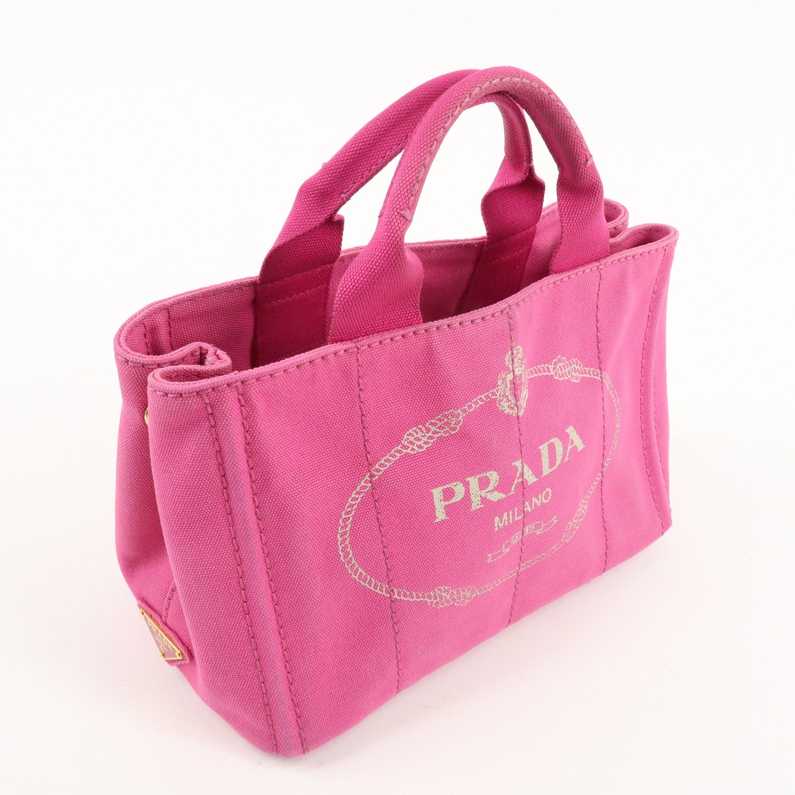 PRADA Canapa Mini Canvas Tote Bag Hand Bag Pink BN2439