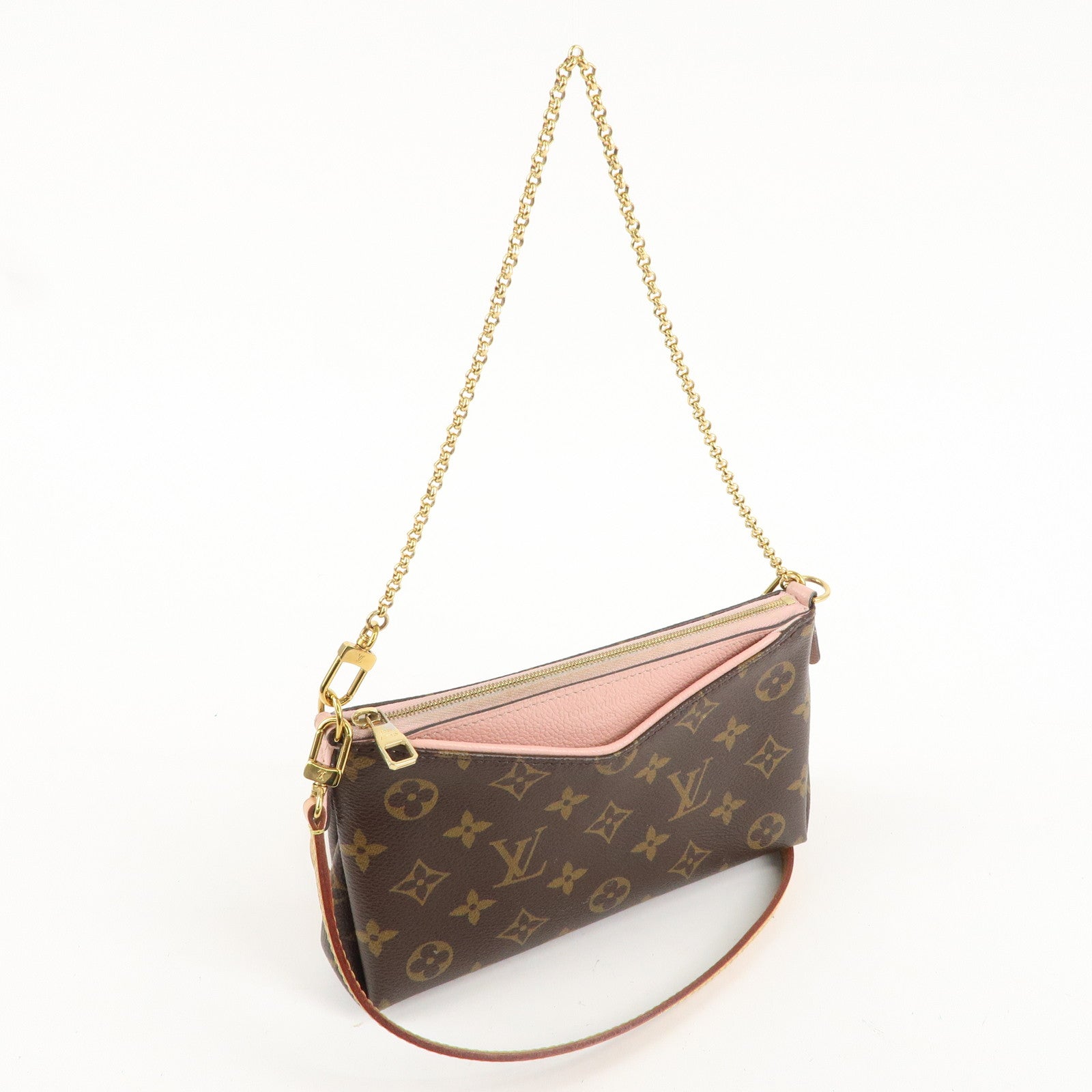 Louis Vuitton Monogram Pallas Clutch 2Way Shoulder Bag Pink M44037