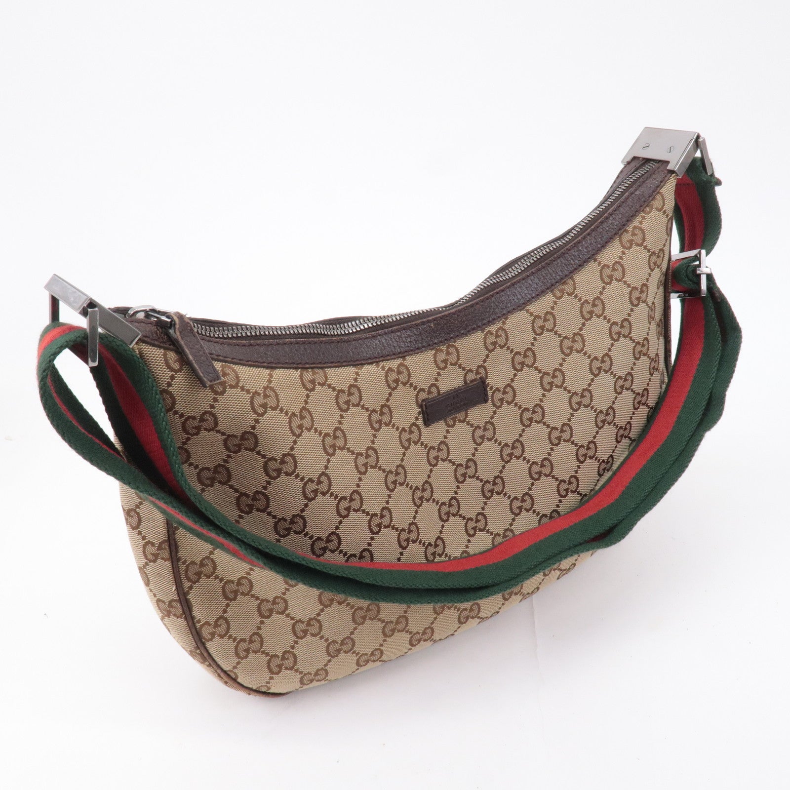 GUCCI Sherry GG Canvas Leather Shoulder Bag Beige Brown 122790