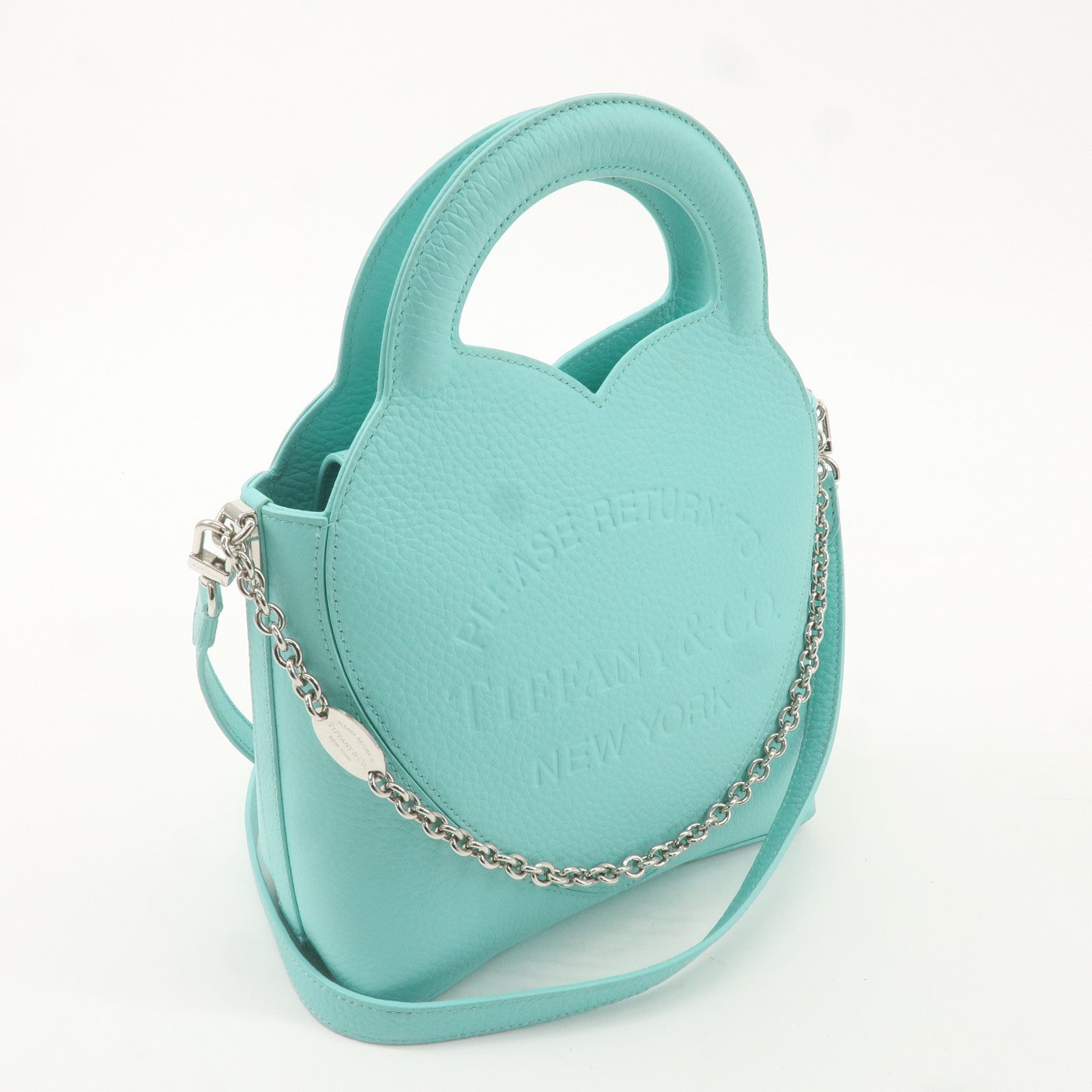 Tiffany&Co. Leather Return to Tiffany Mini Tote Bag Tiffany Blue