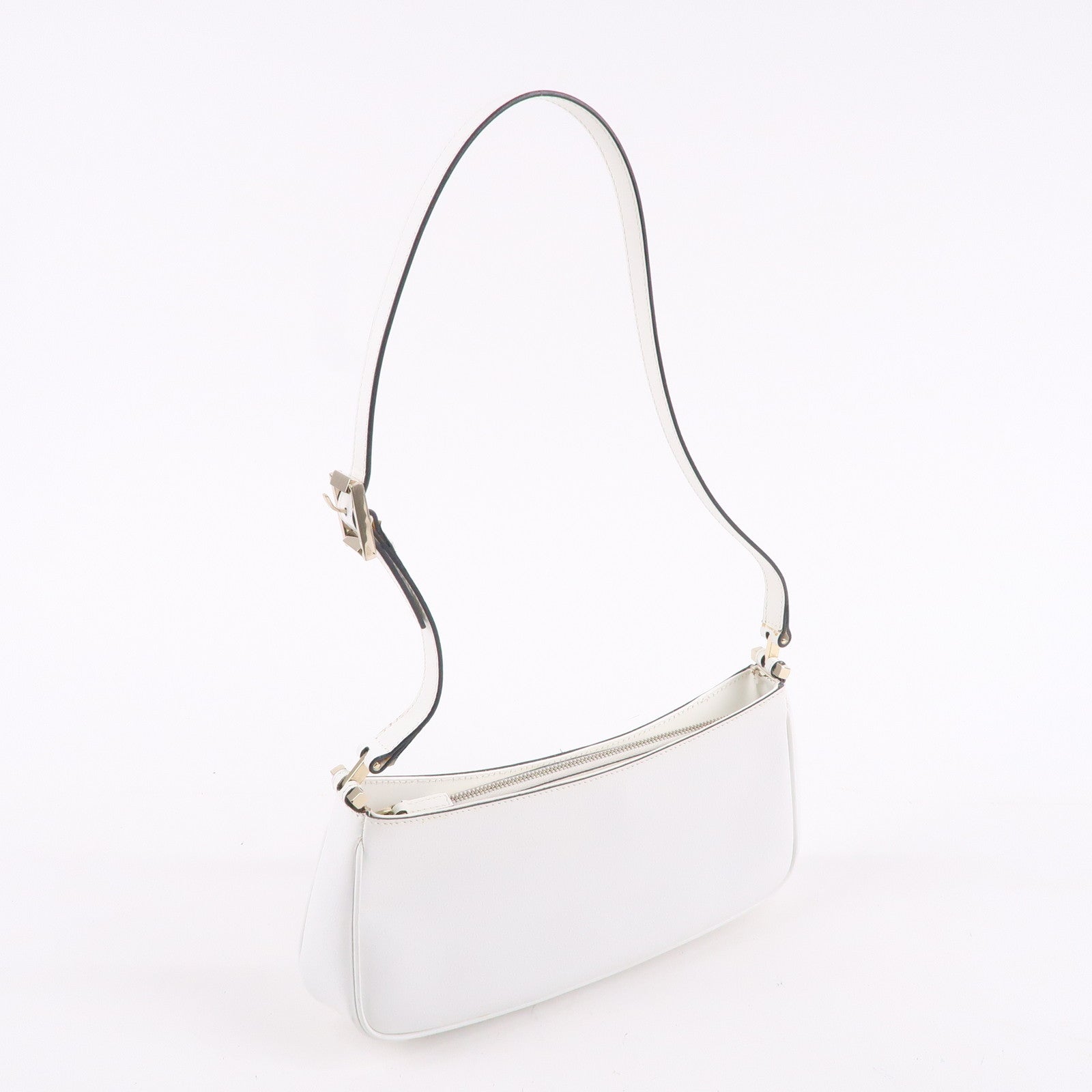 GUCCI Leather Microgucci Pattern Shoulder Bag WHite 001・4152