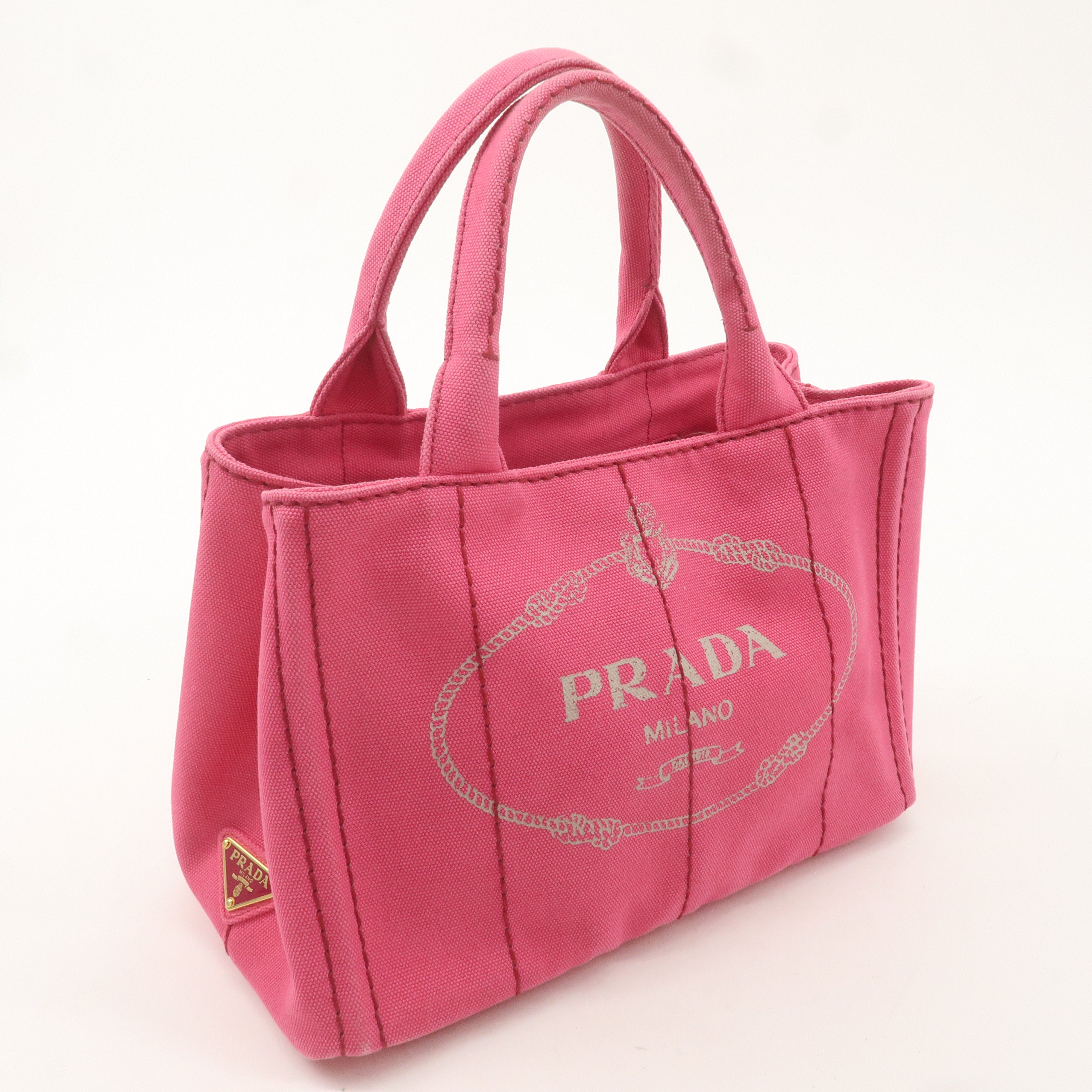 PRADA Canapa Mini Canvas 2Way Bag Hand Bag Pink B2439G