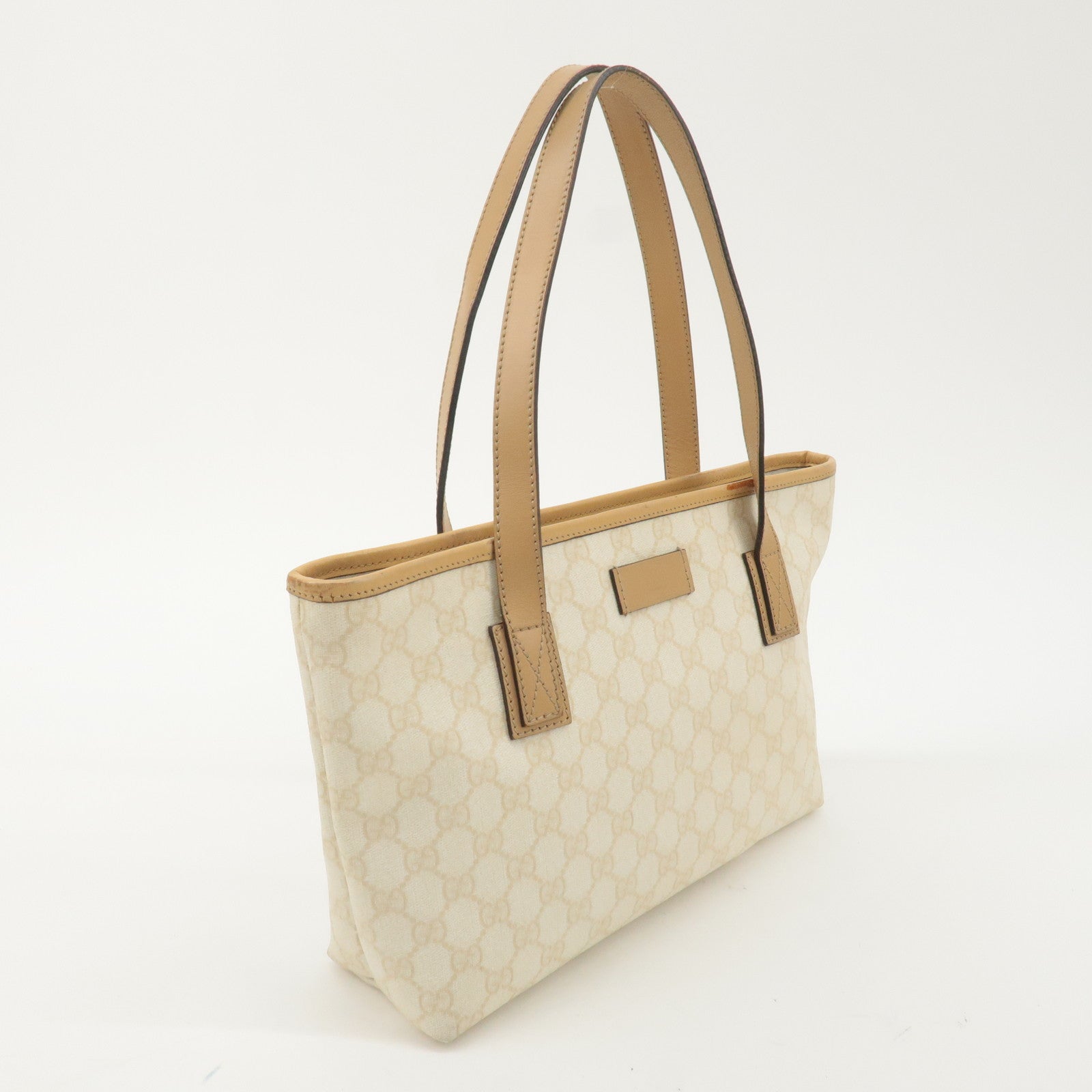 GUCCI GG Supreme Leather Tote Bag Hand Bag Beige Ivory 211138