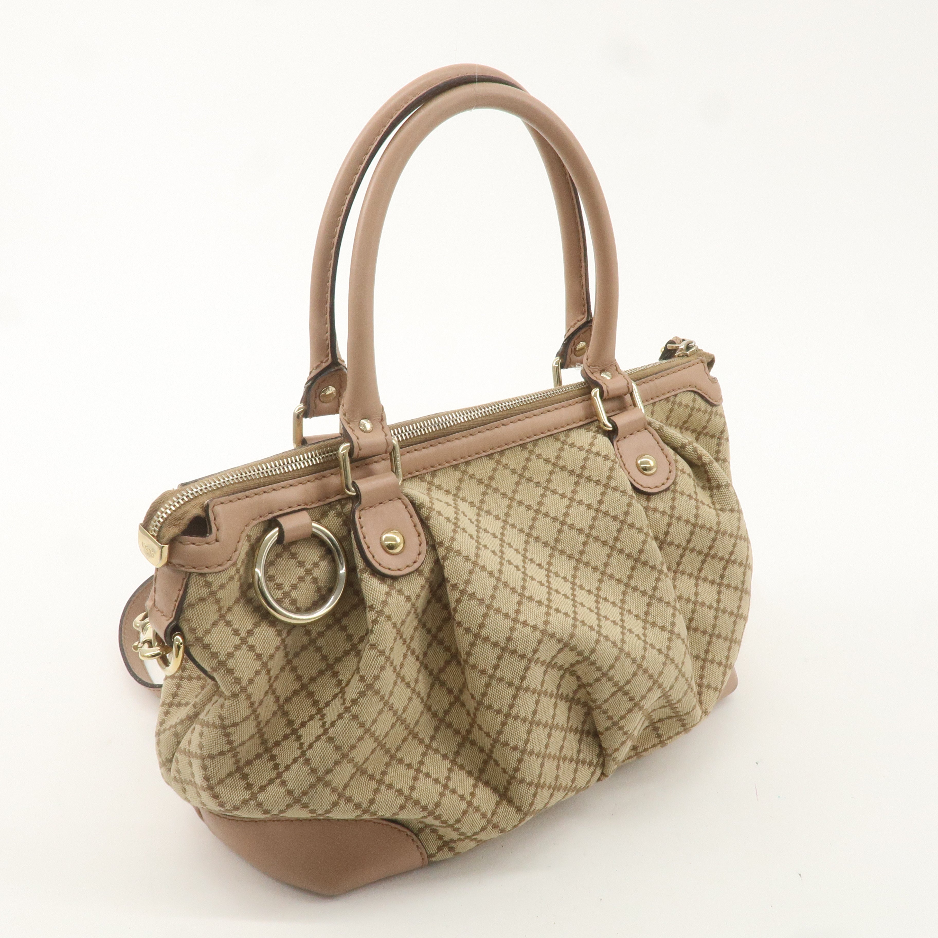 GUCCI Diamante Sukey Canvas Leather 2Way Shoulder Bag 247902