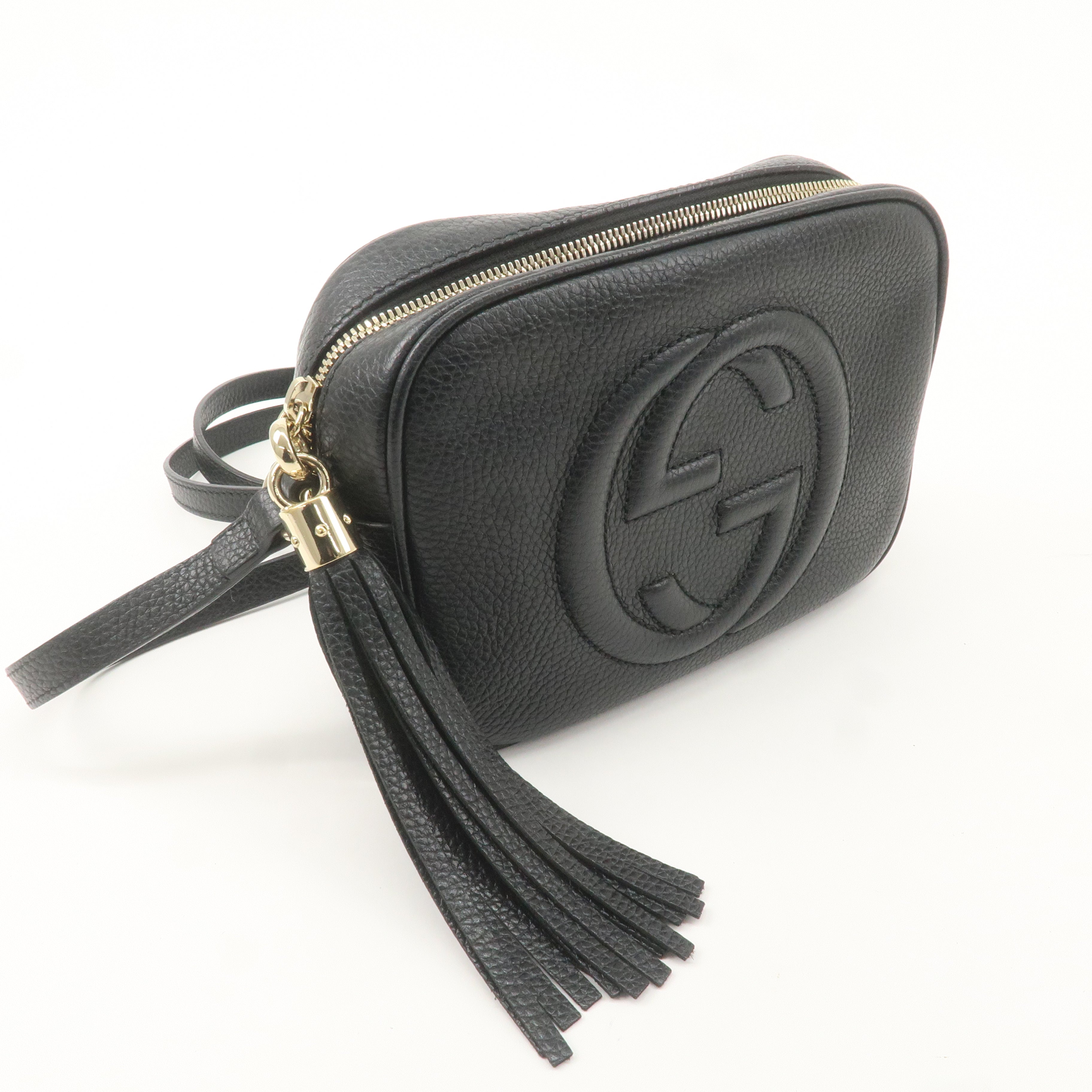 GUCCI SOHO Small Disco Leather Shoulder Bag Black 308364