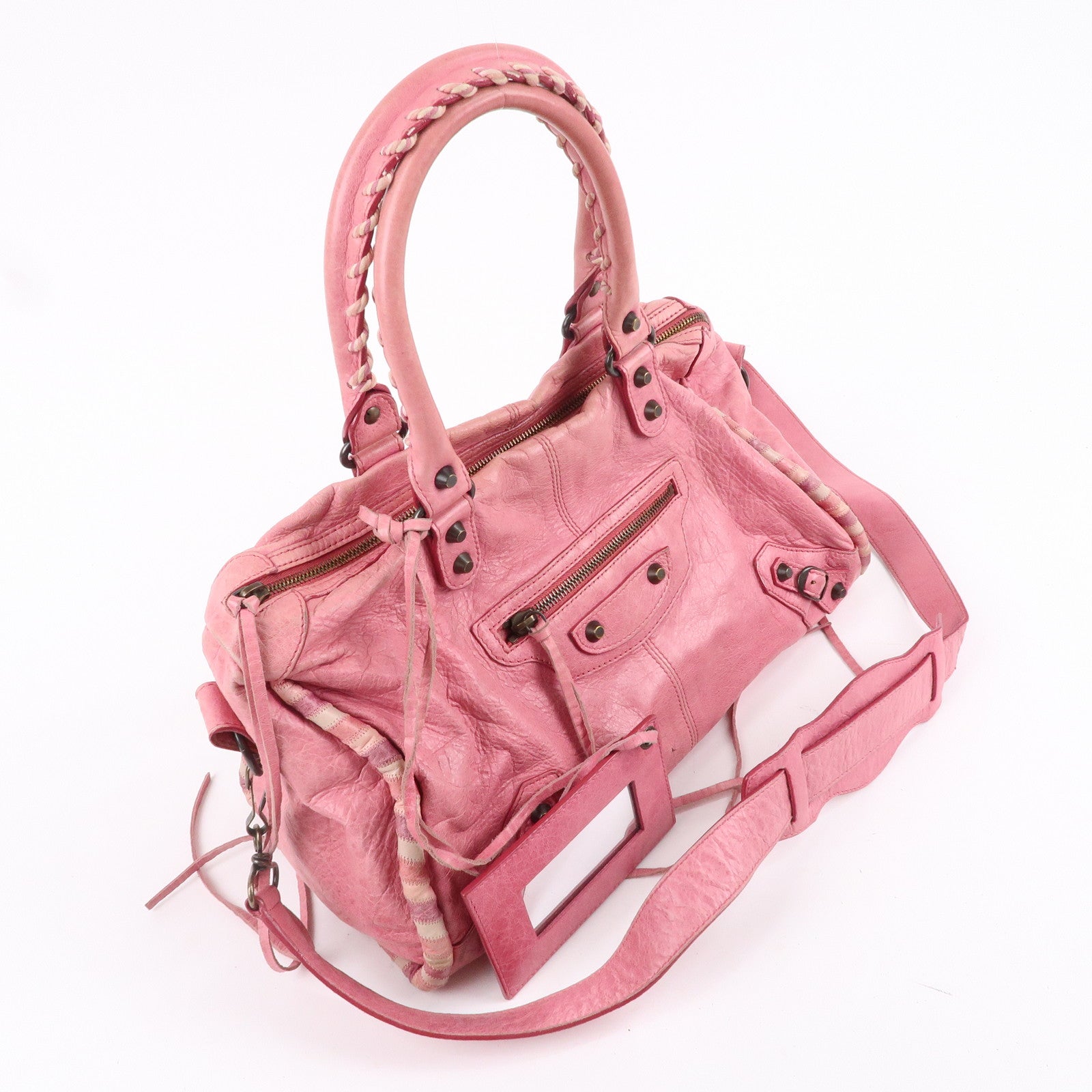 BALENCIAGA The City Leather 2Way Shoulder Hand Bag Pink 246450