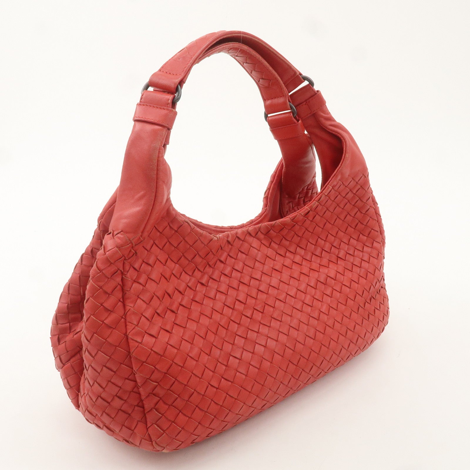 BOTTEGA VENETA Intrecciato Leather Shoulder Bag Red 125787