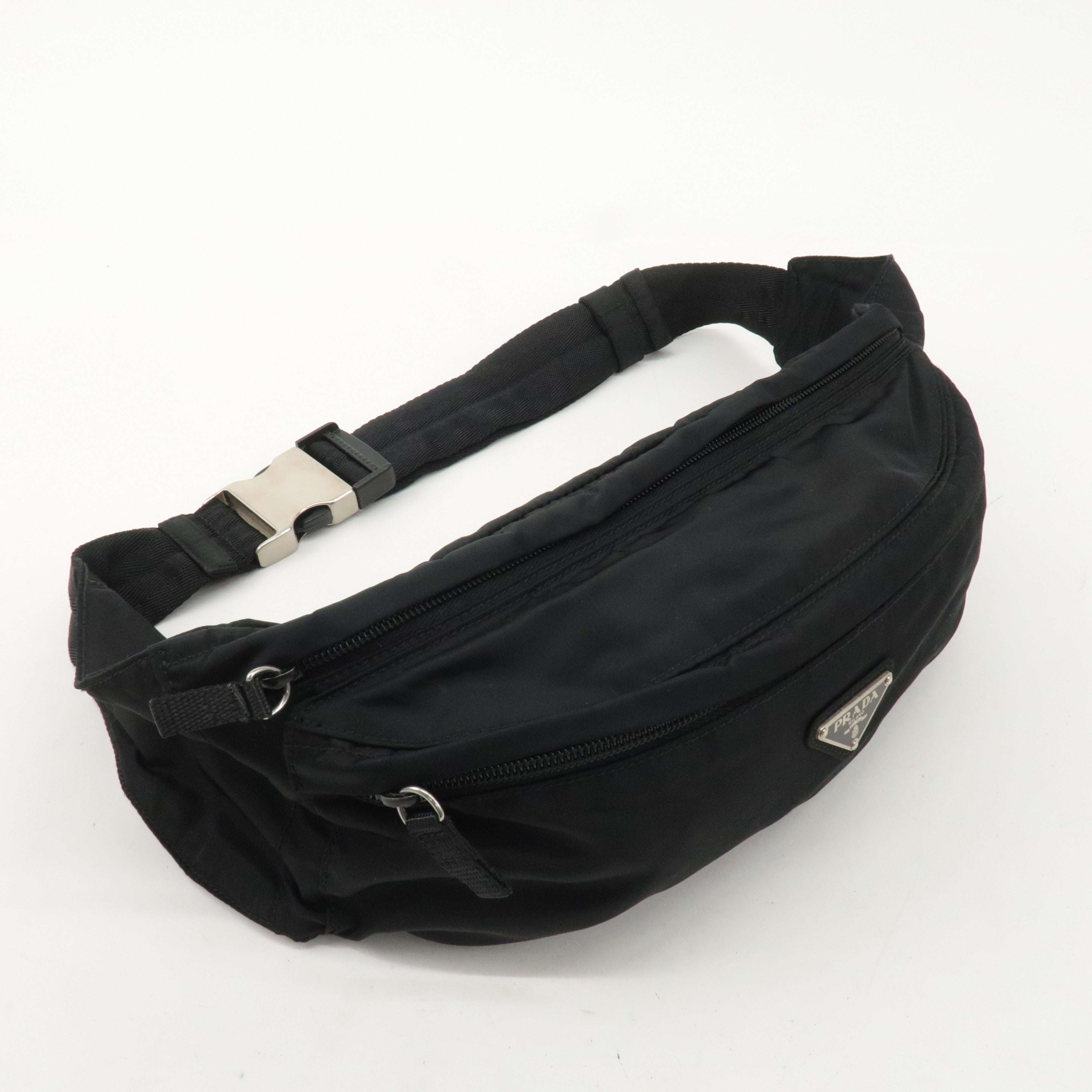 PRADA Logo Nylon Waist Bag Waist Pouch Black 2VL034