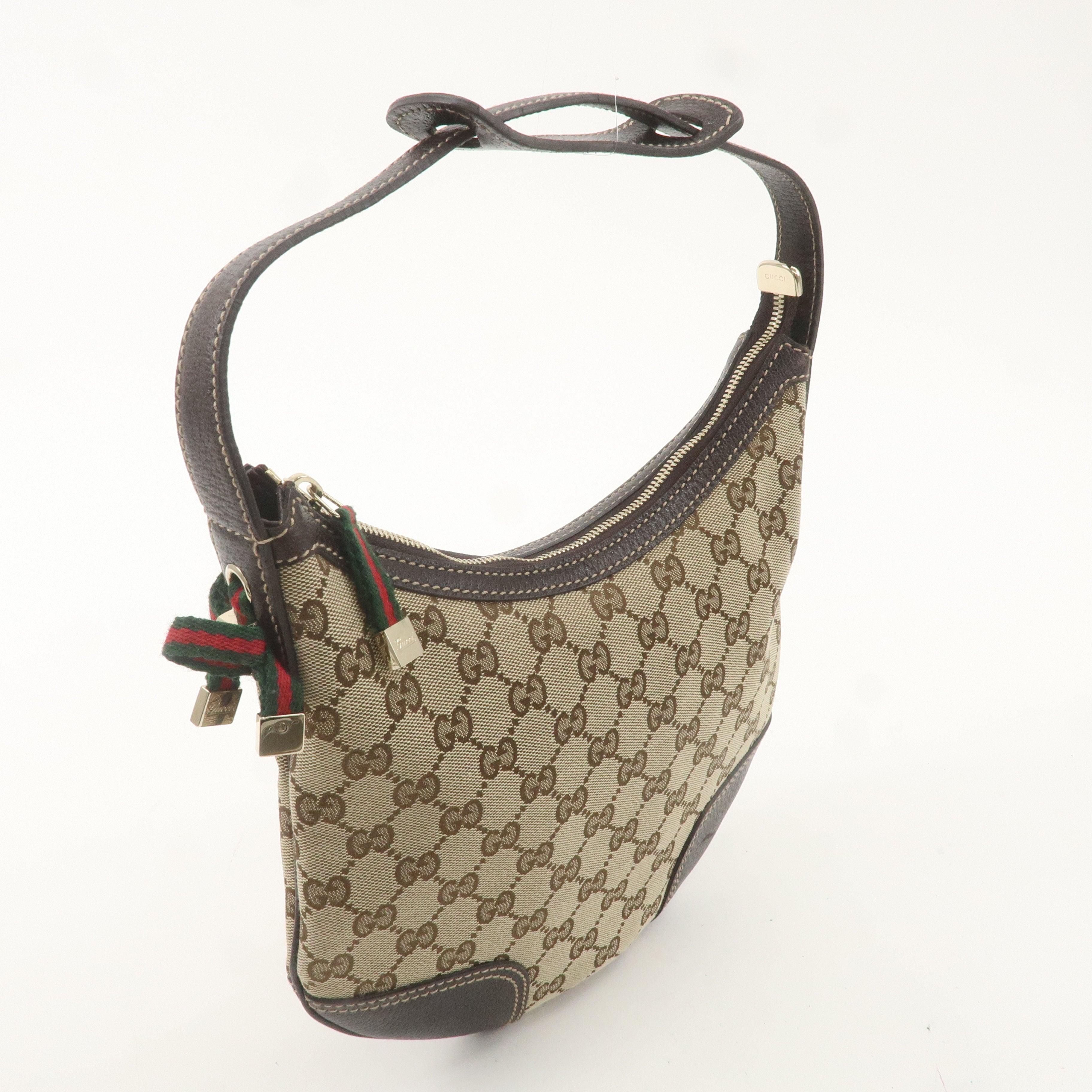 GUCCI Princy GG Canvas Leather Shoulder Bag Beige Brown 162895