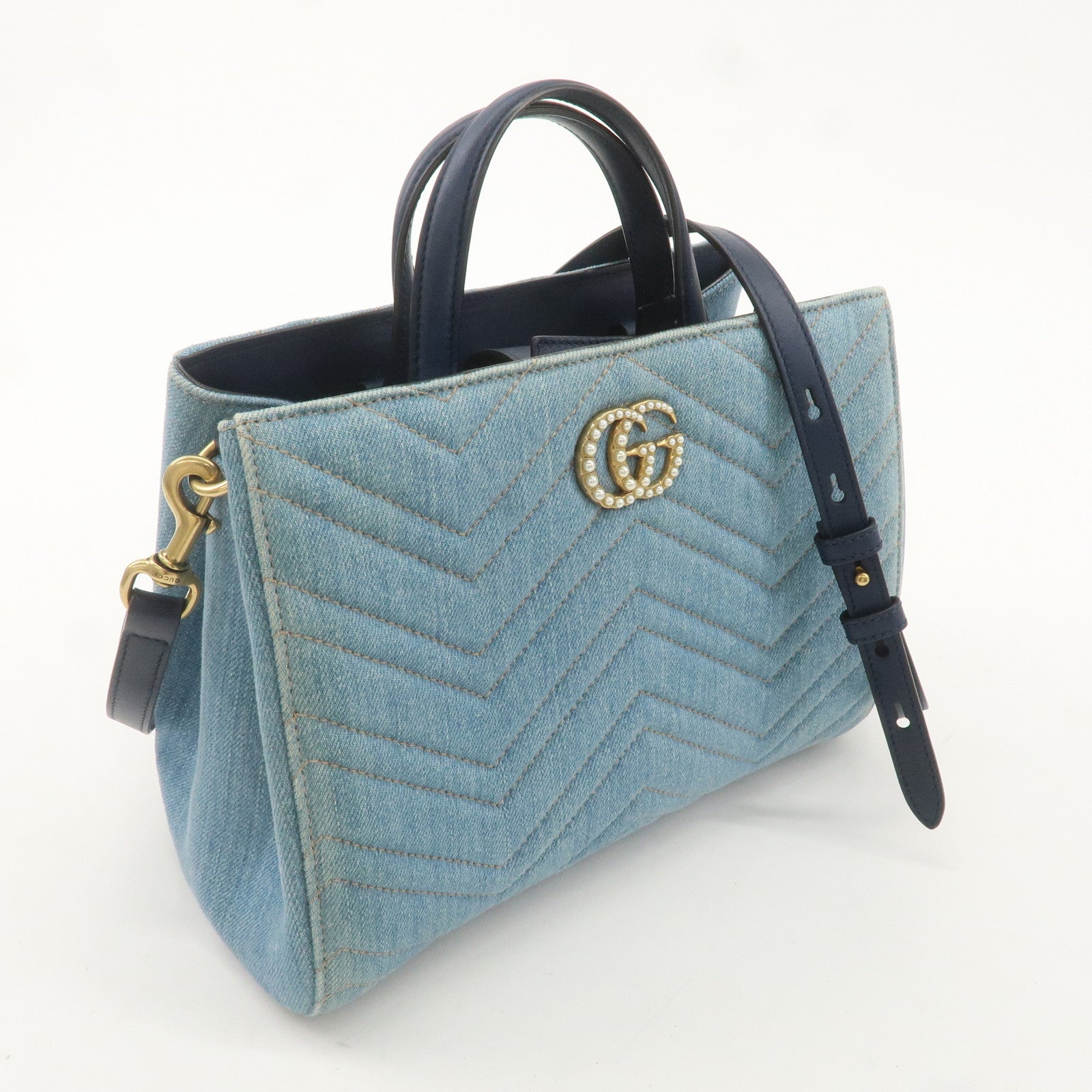 GUCCI GG Marmont Denim Leather Japan Limited 2WAY Hand Bag 448054