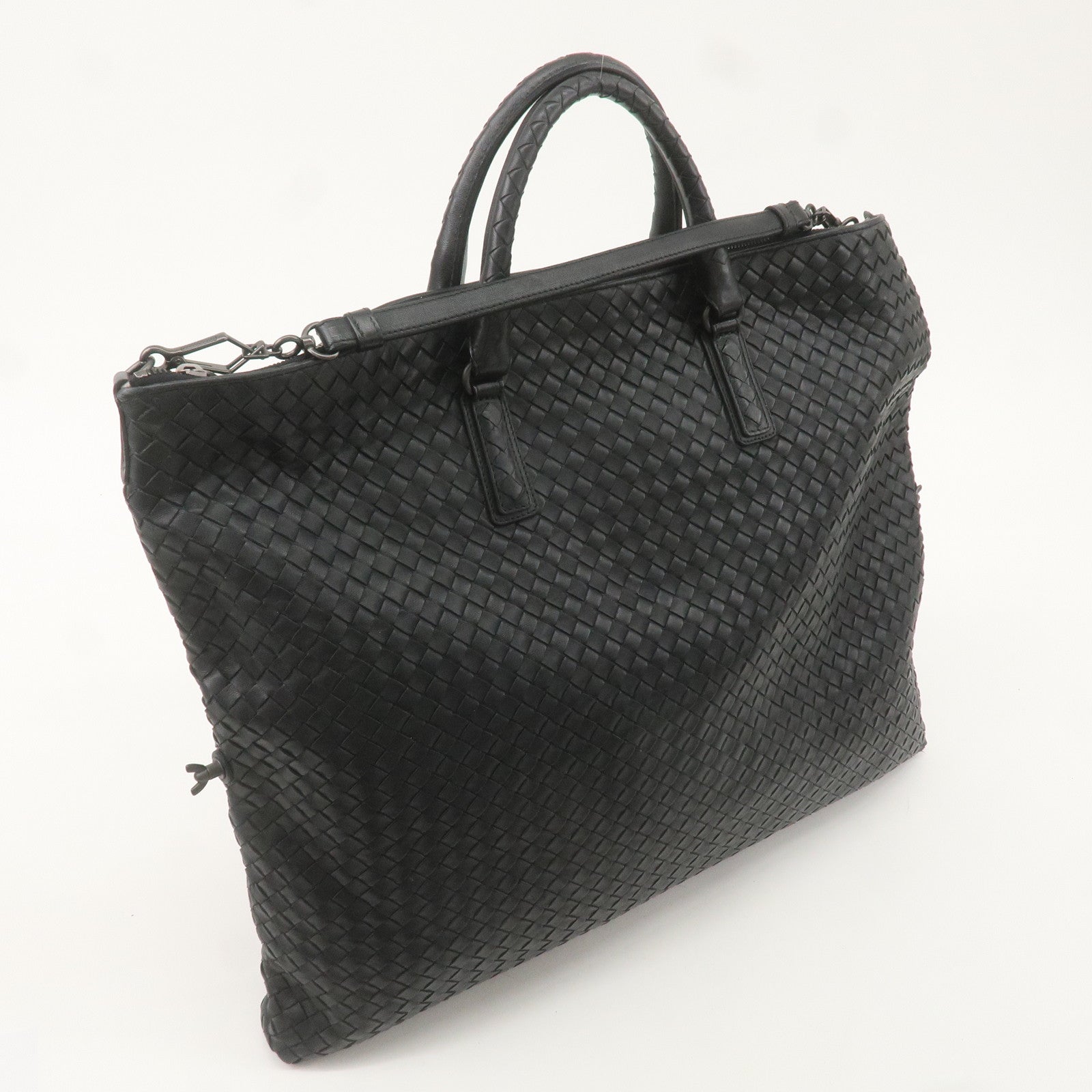 BOTTEGA VENETA Intrecciato Leather 2WAY Hand Bag Black 193785