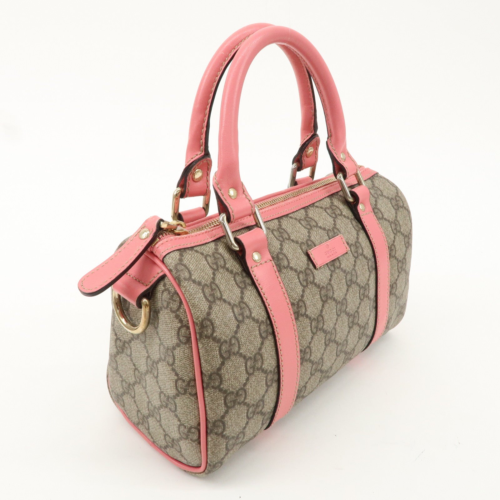 GUCCI GG Supreme Leather Boston Bag Shoulder Bag Pink 193604