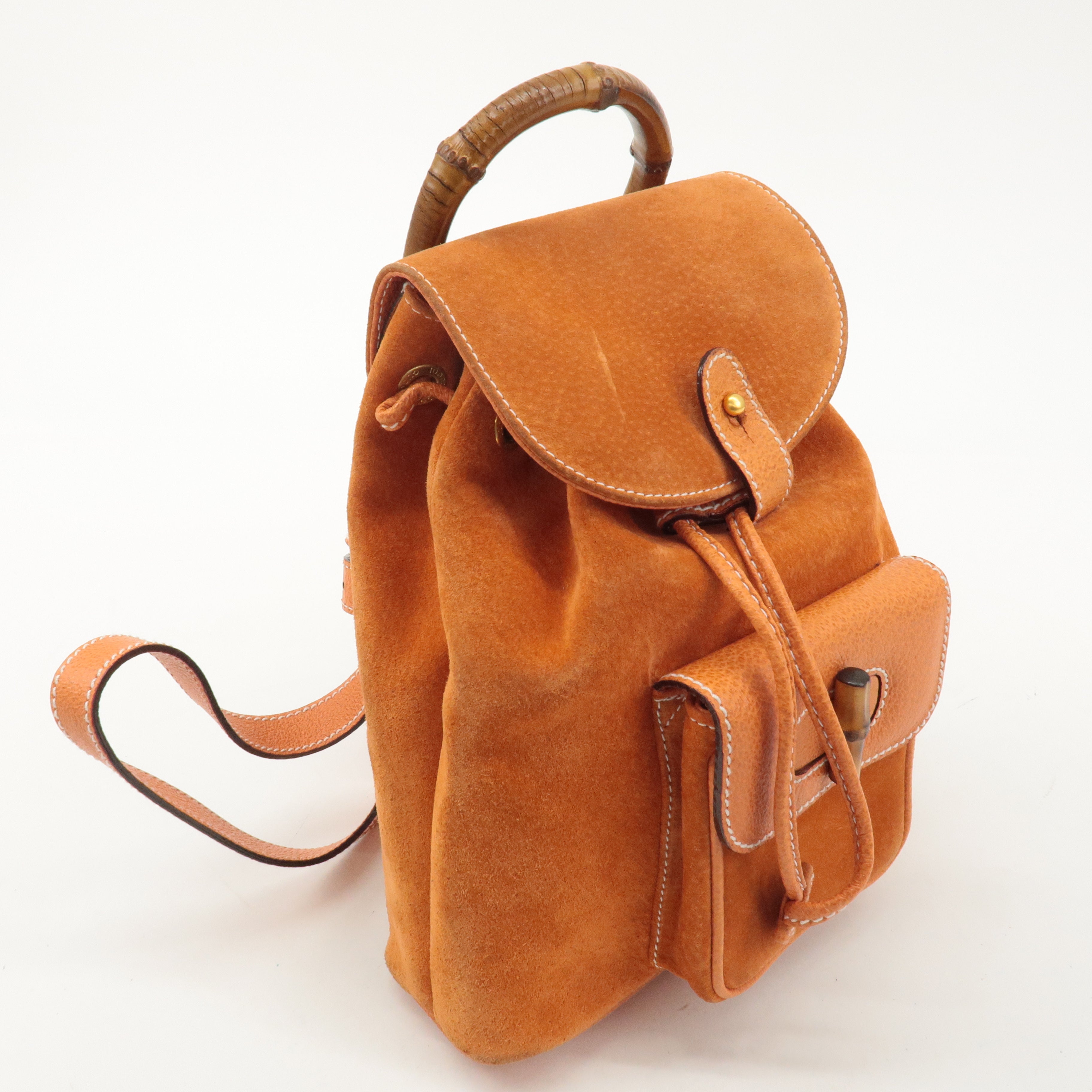 GUCCI Bamboo Suede Back Pack Orange 003･2058･0030