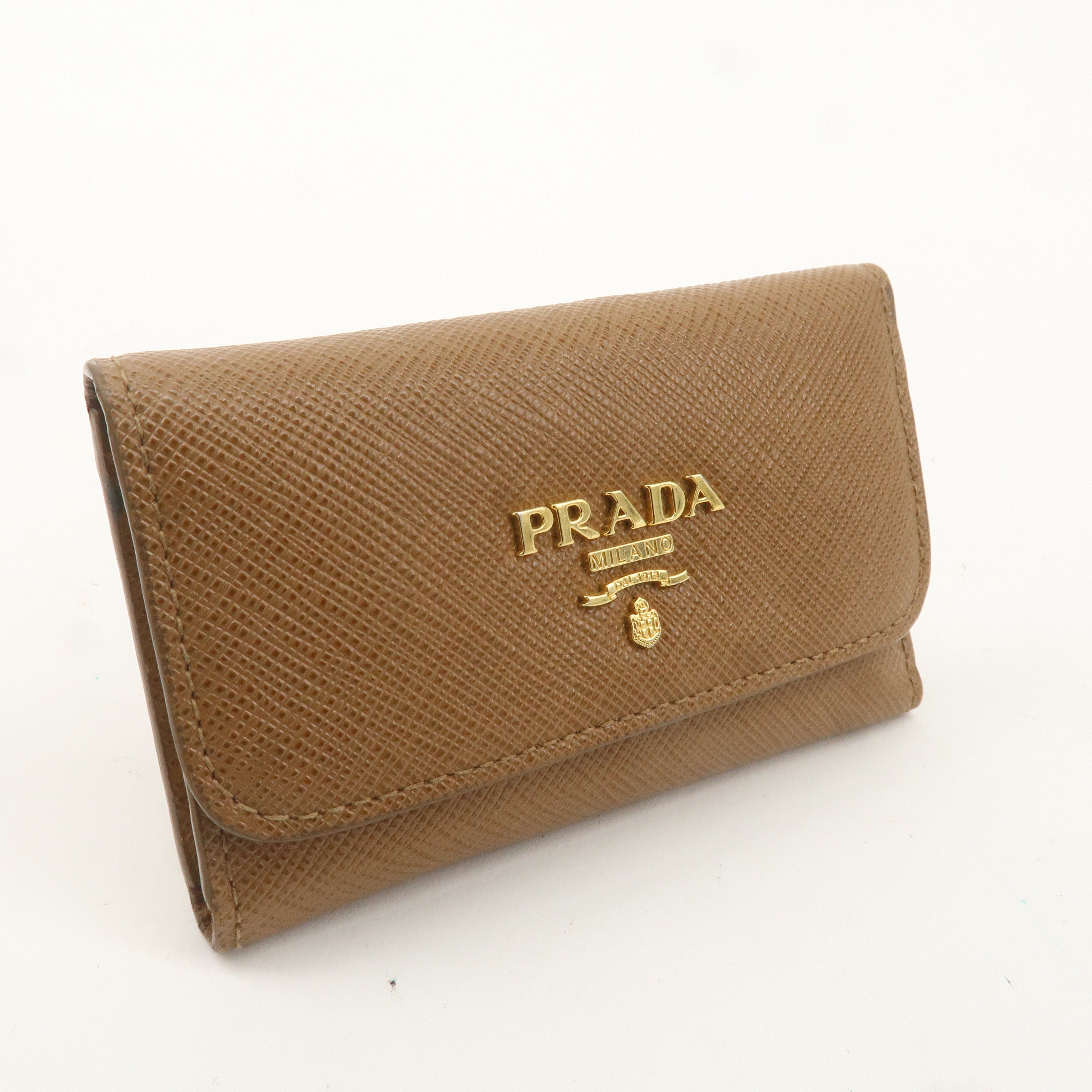 PRADA Leather 6 Key Case Key Holder Brown 1PG222