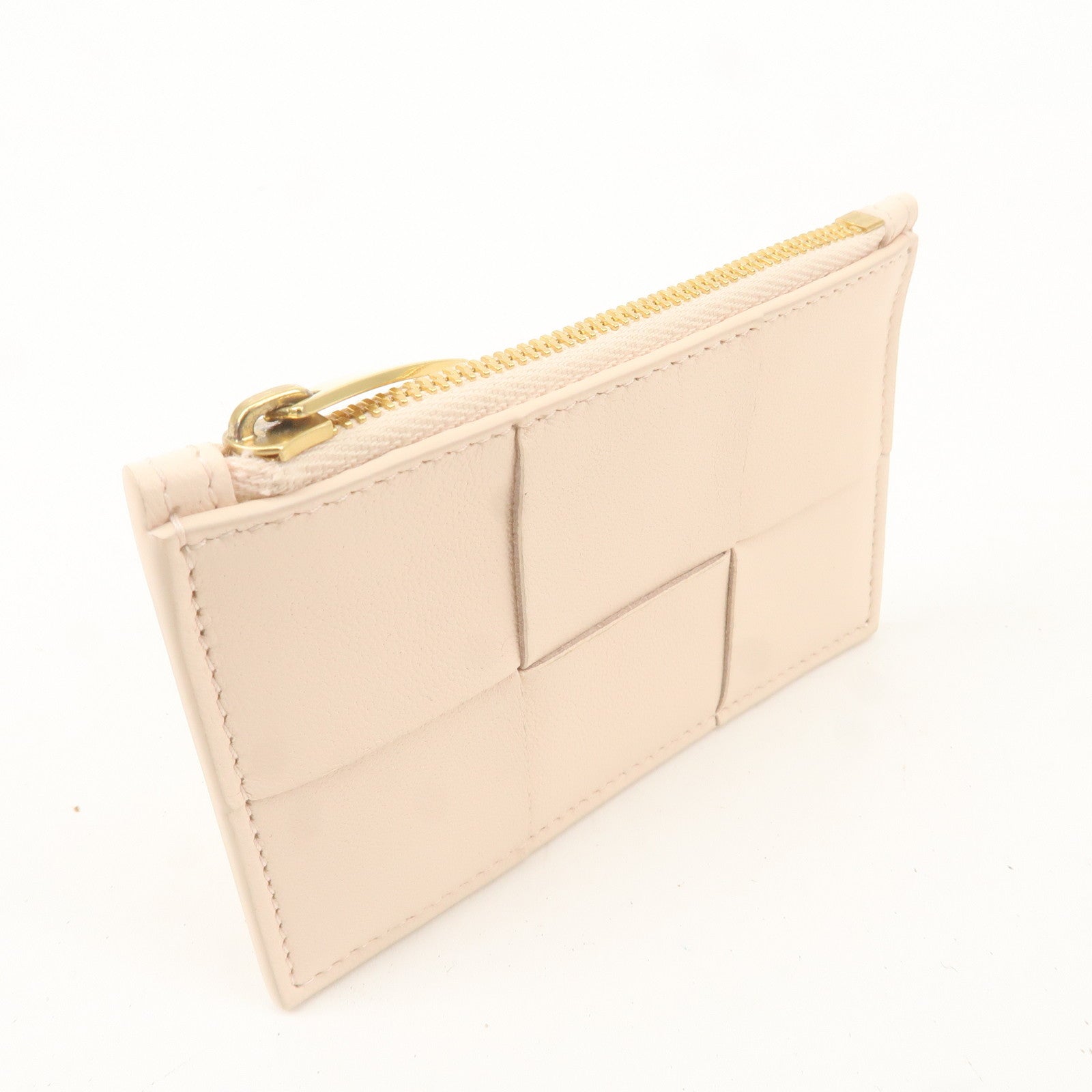 BOTTEGA VENETA Maxi Intrecciato Leather Coin Case Beige 681010