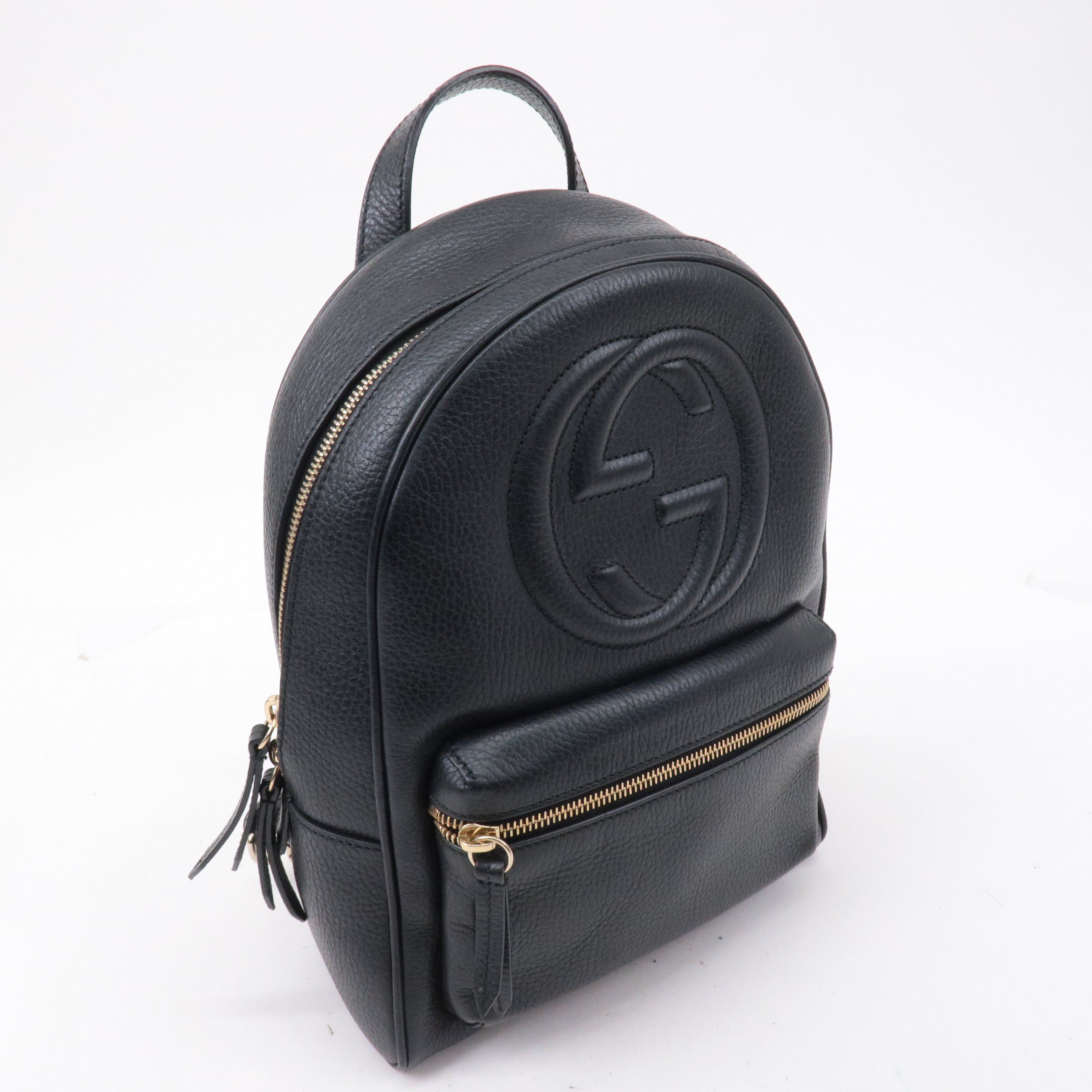 GUCCI SOHO Interlocking Leather Back Pack Ruck Sack Black 536192