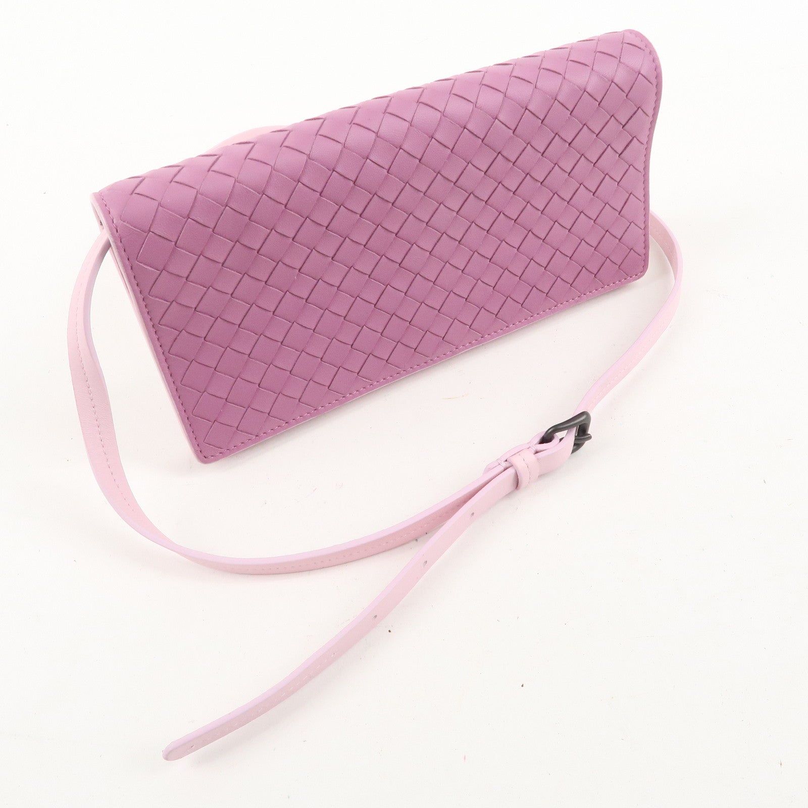 BOTTEGA VENETA Intrecciato Leather Shoulder Wallet Pink