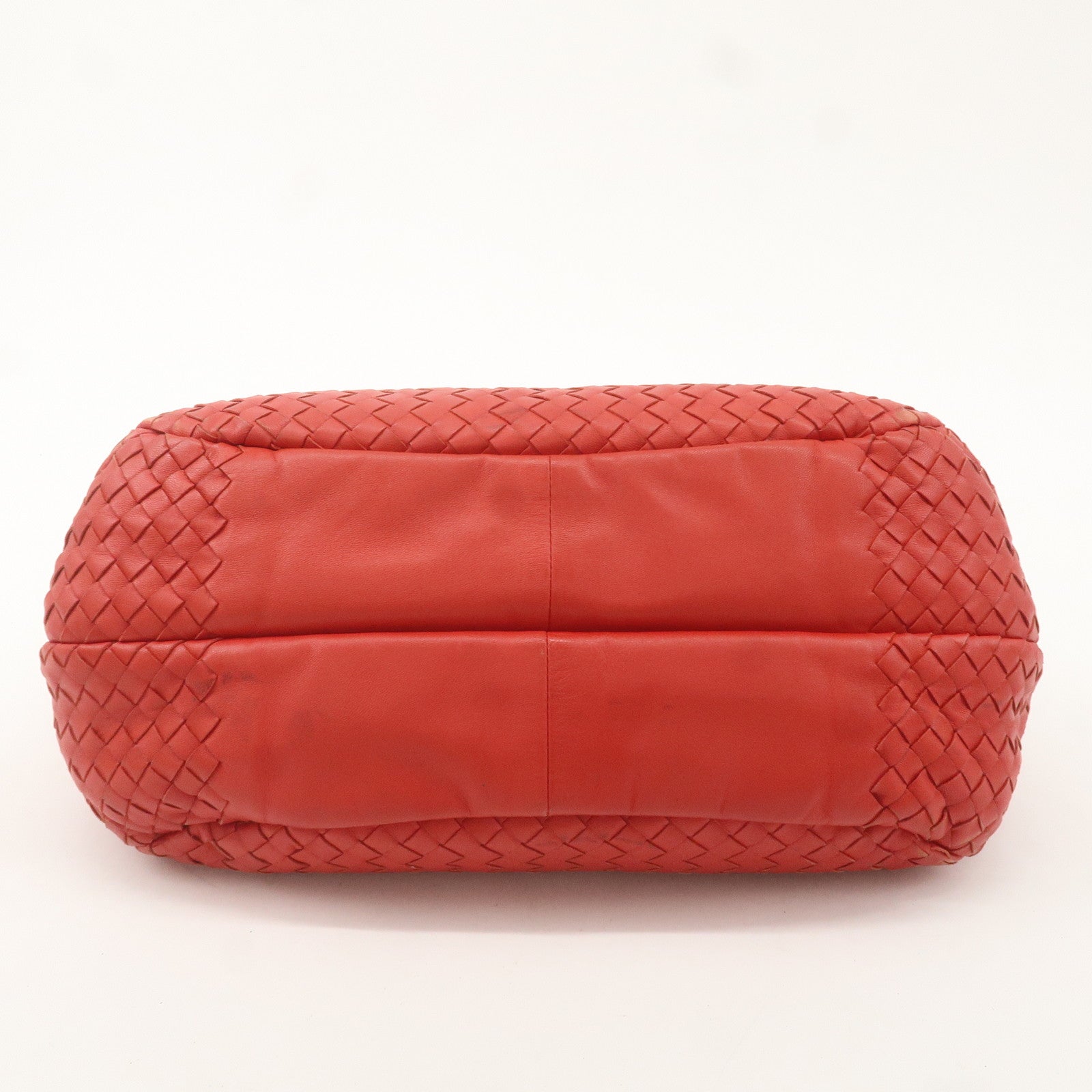 BOTTEGA VENETA Intrecciato Leather Shoulder Bag Red 125787