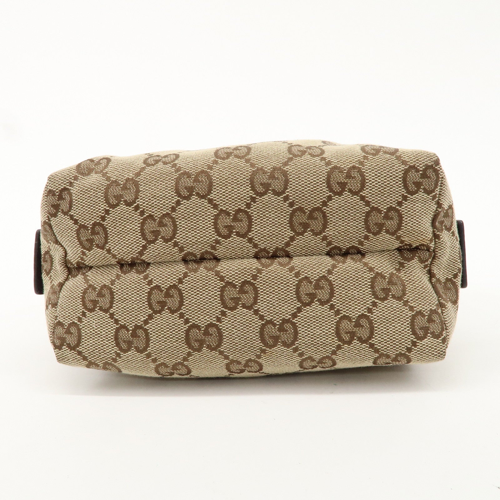 GUCCI GG Canvas Leather Cosmetic Pouch Beige Brown 29595