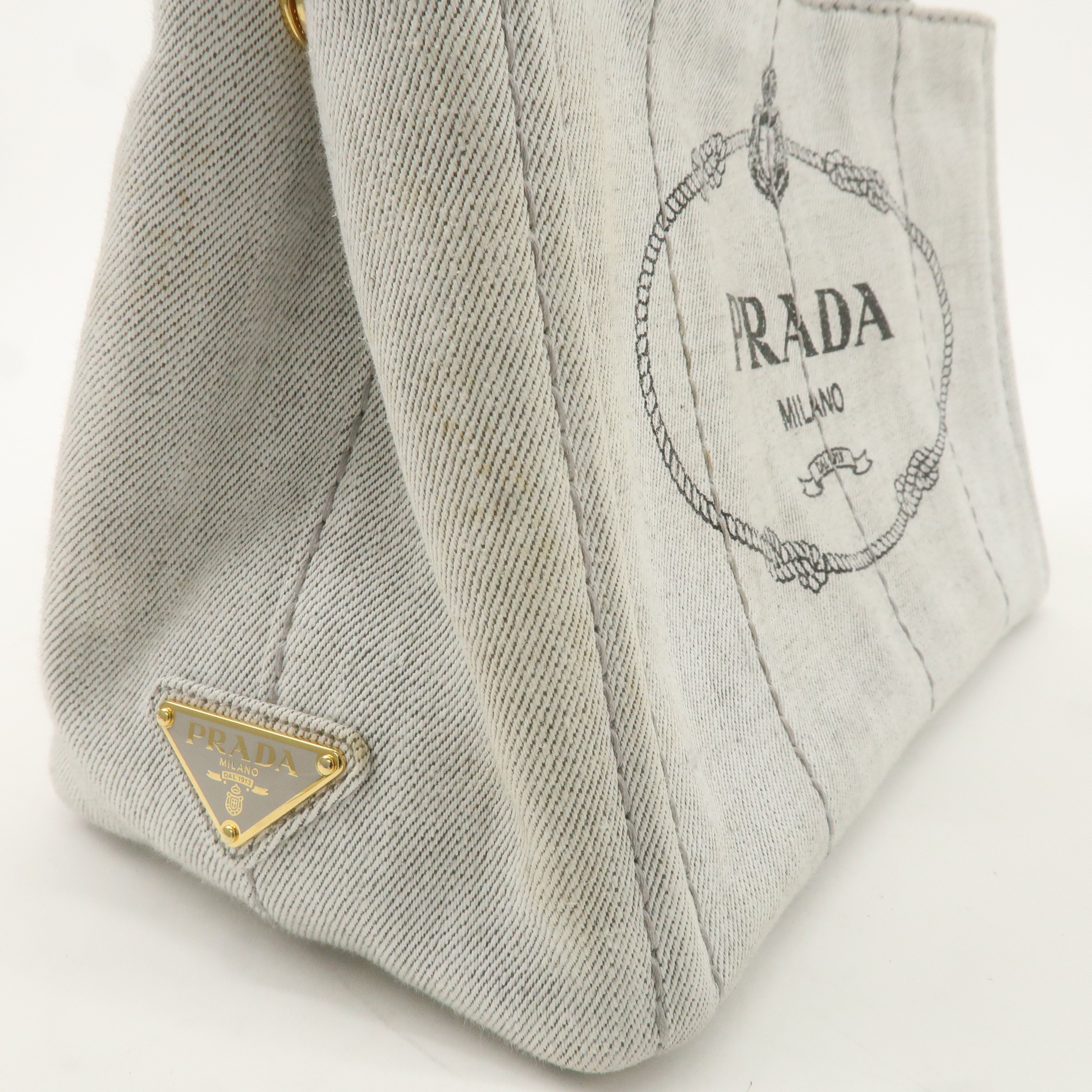 PRADA Canapa Mini Canvas 2Way Bag Hand Bag Gray 1BG439