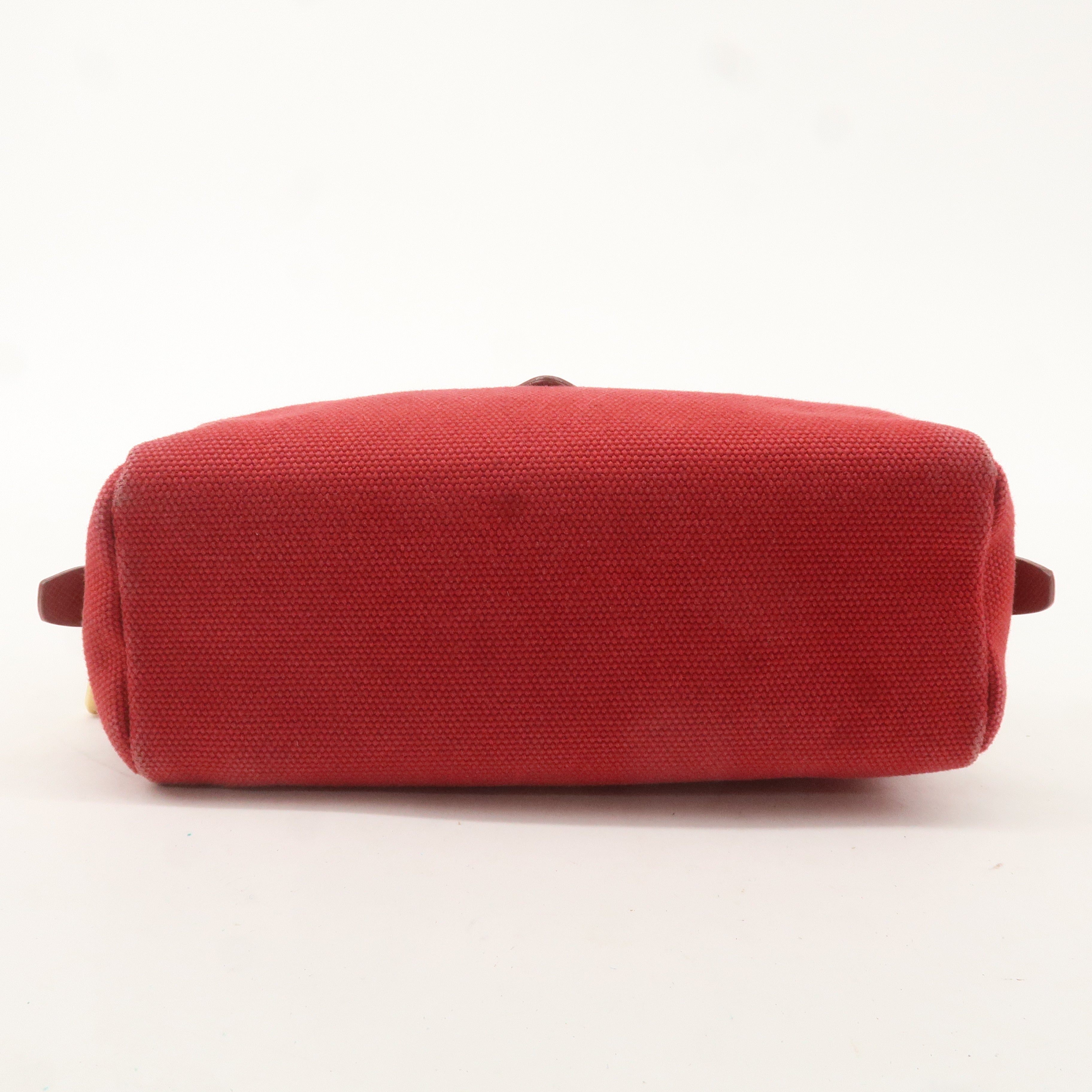 PRADA Logo Canvas Leather Pouch Cosmetic Pouch Red