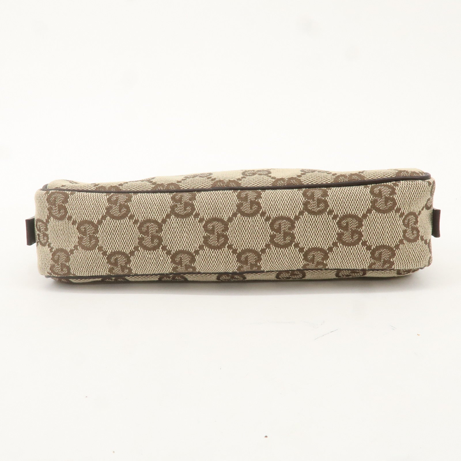 GUCCI GG Canvas Leather Pouch Beige Brown 106648 Used F/