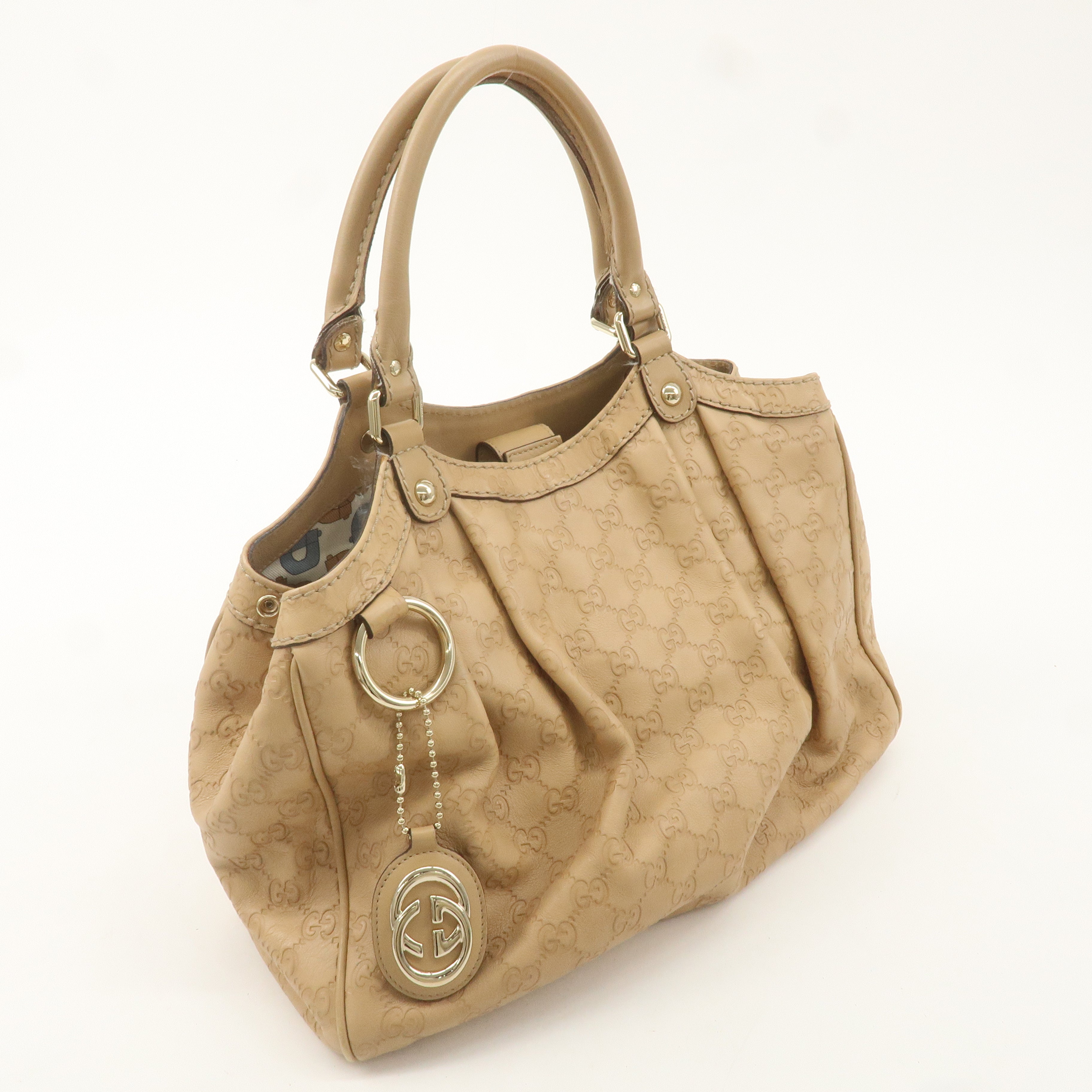 GUCCI Guccissima Leather Hand Bag Beige 211944