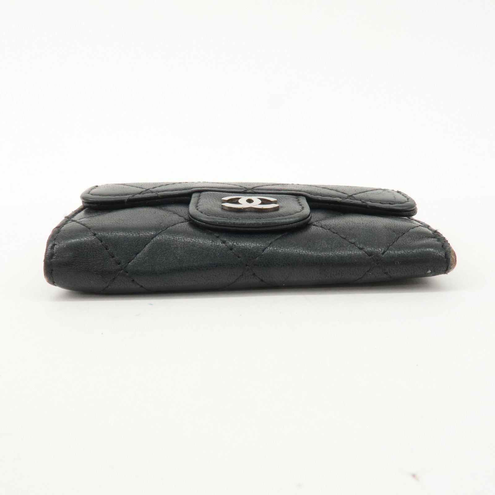 CHANEL Matelasse Lamb Skin 6 Rings Key Case Black A31503