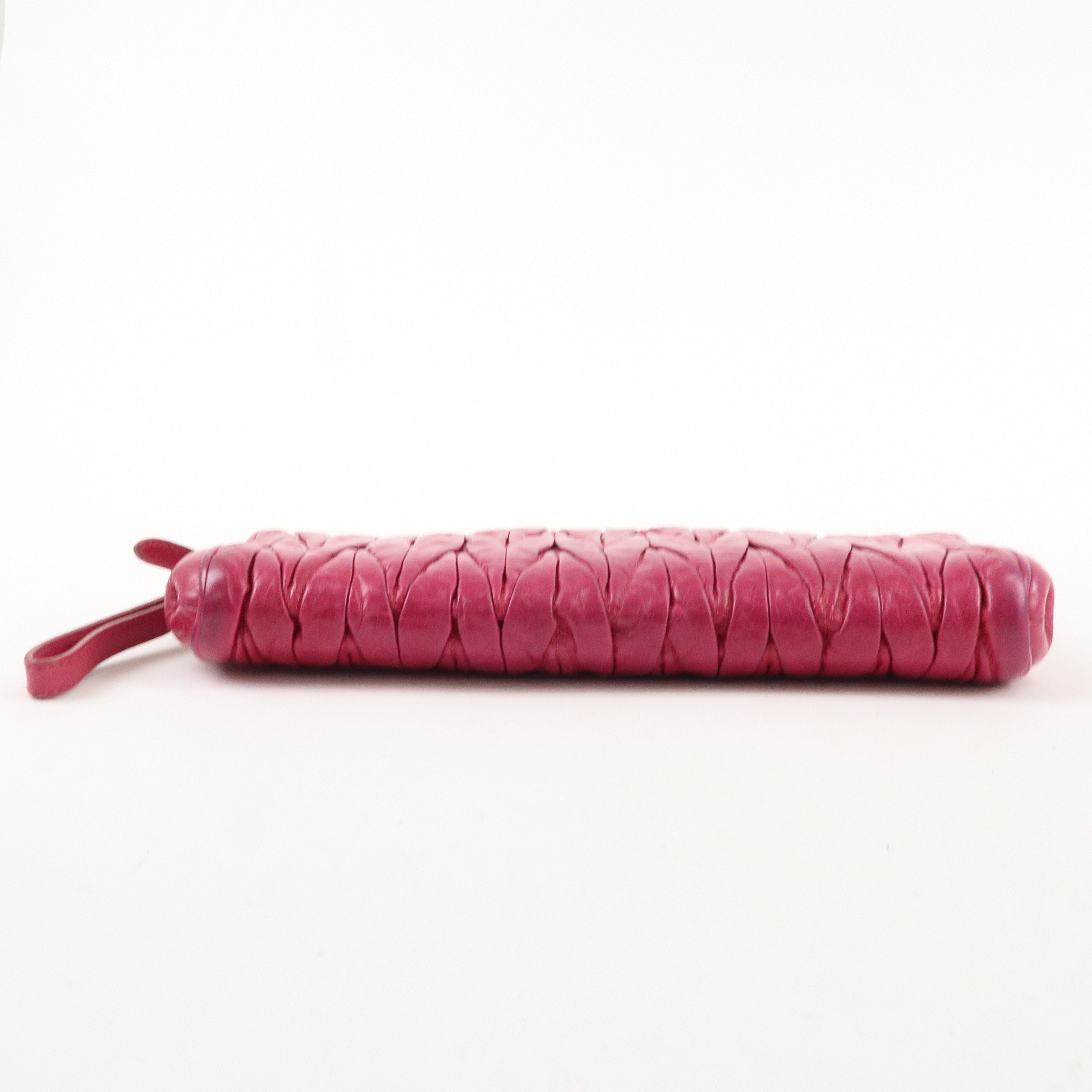 MIU MIU Matelasse Leather Pouch Clutch Bag Pink 5N1455