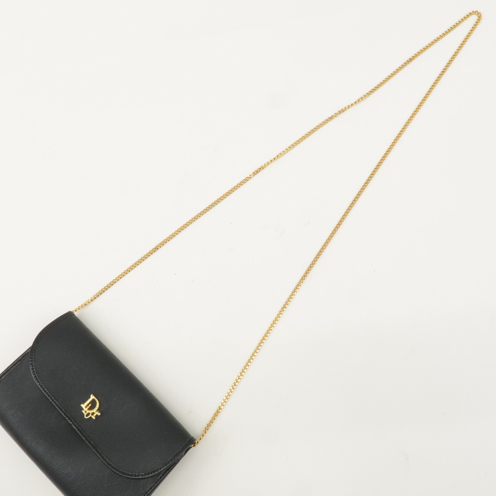 Christian Dior Honeycomb PVC Leather Chain Shoulder Bag Black