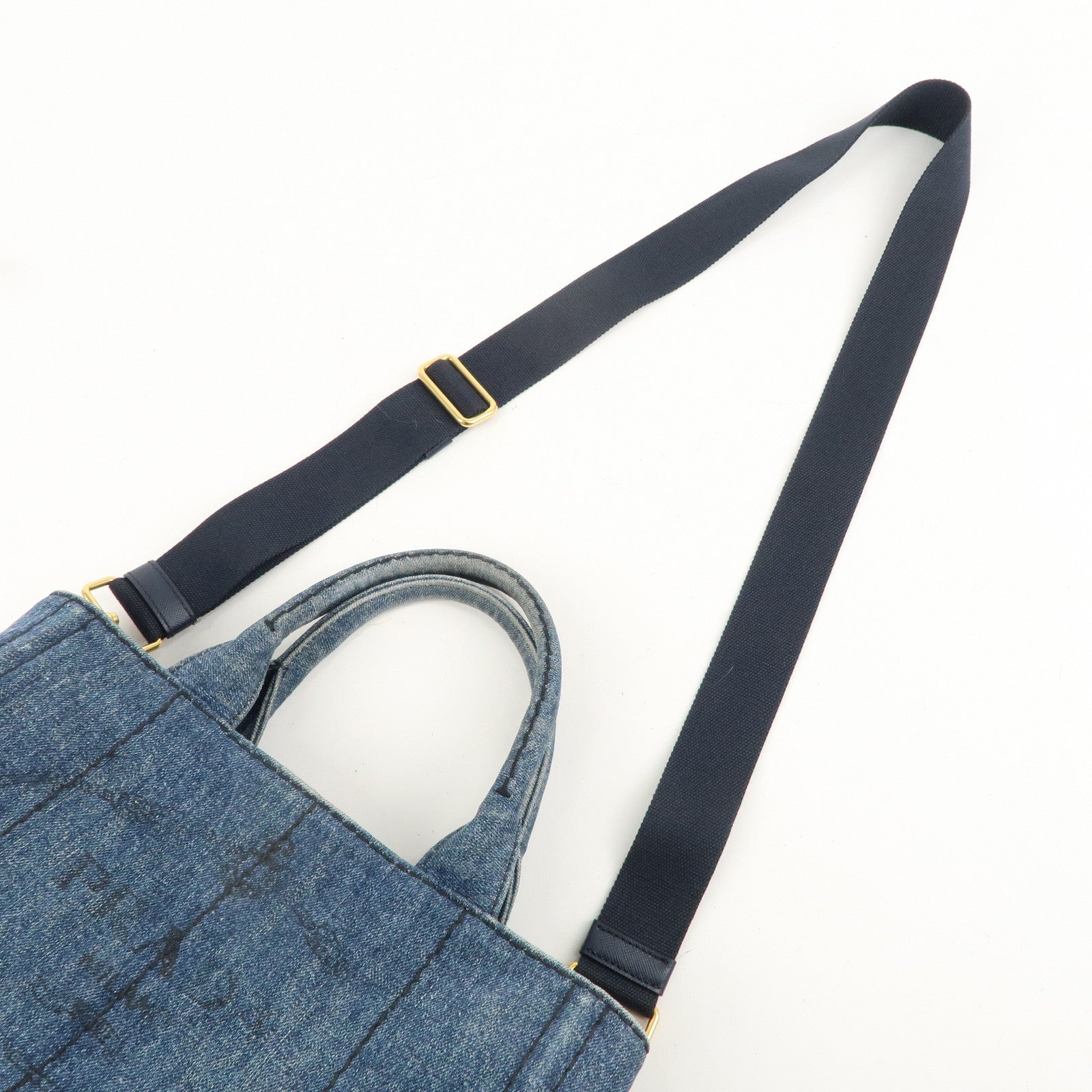 PRADA Denim Canapa Mini Canvas 2Way Bag Hand Bag Blue B2439G