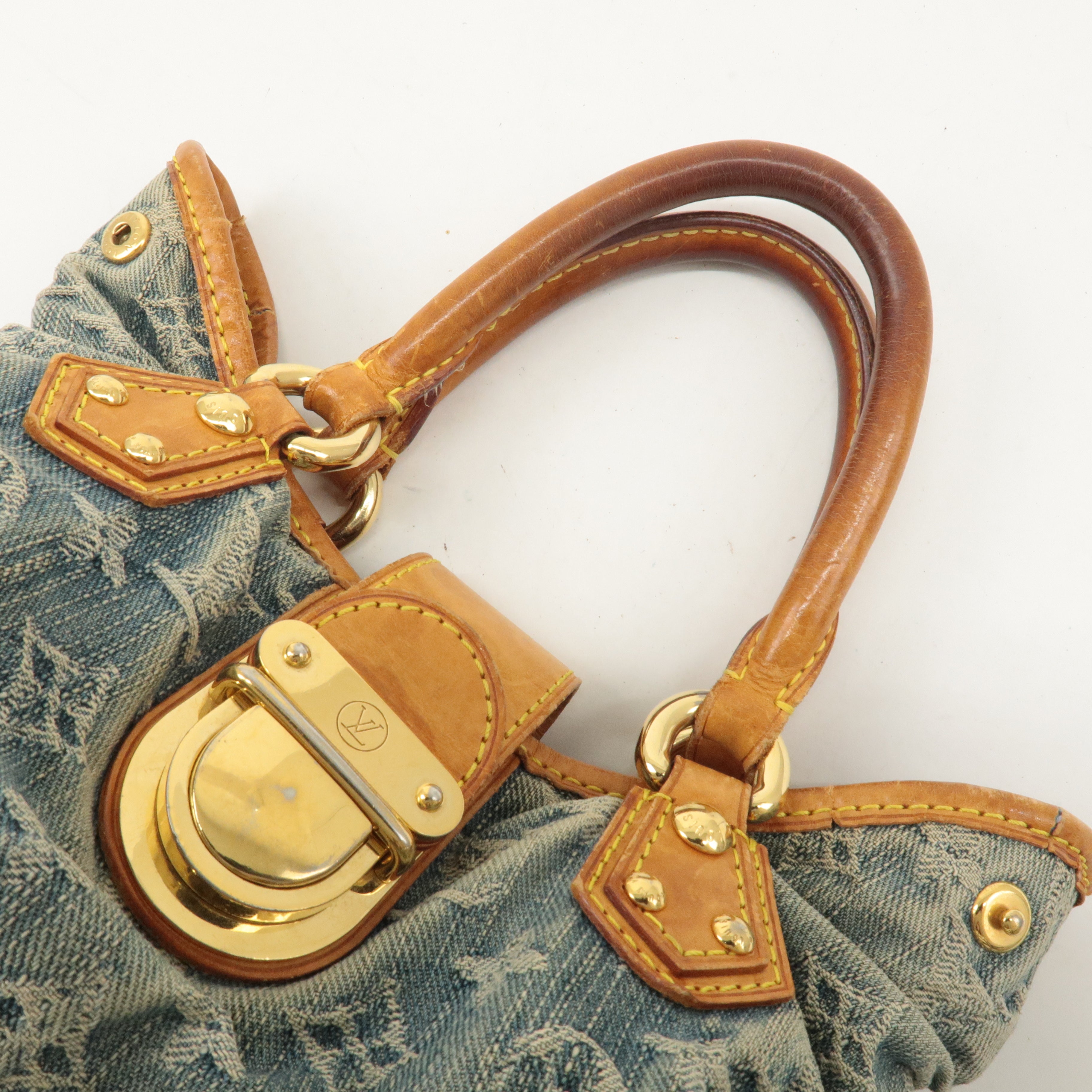 Louis Vuitton Monogram Denim Pleaty Hand Bag Blue M95020