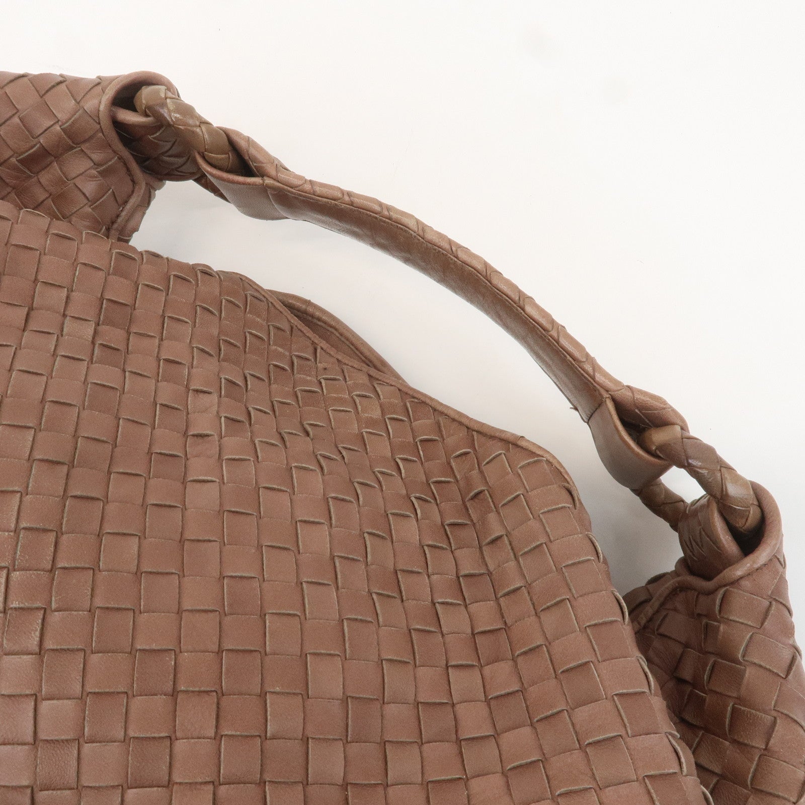 BOTTEGA VENETA Hobo Intrecciato Leather Shoulder Bag Brown 72918