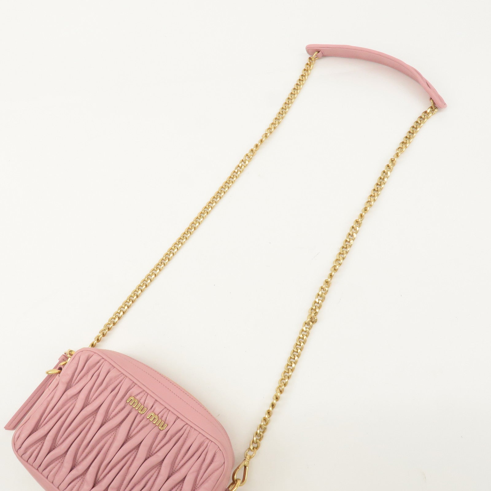 MIU MIU Matelasse Leather Chain Shoulder Bag Pink