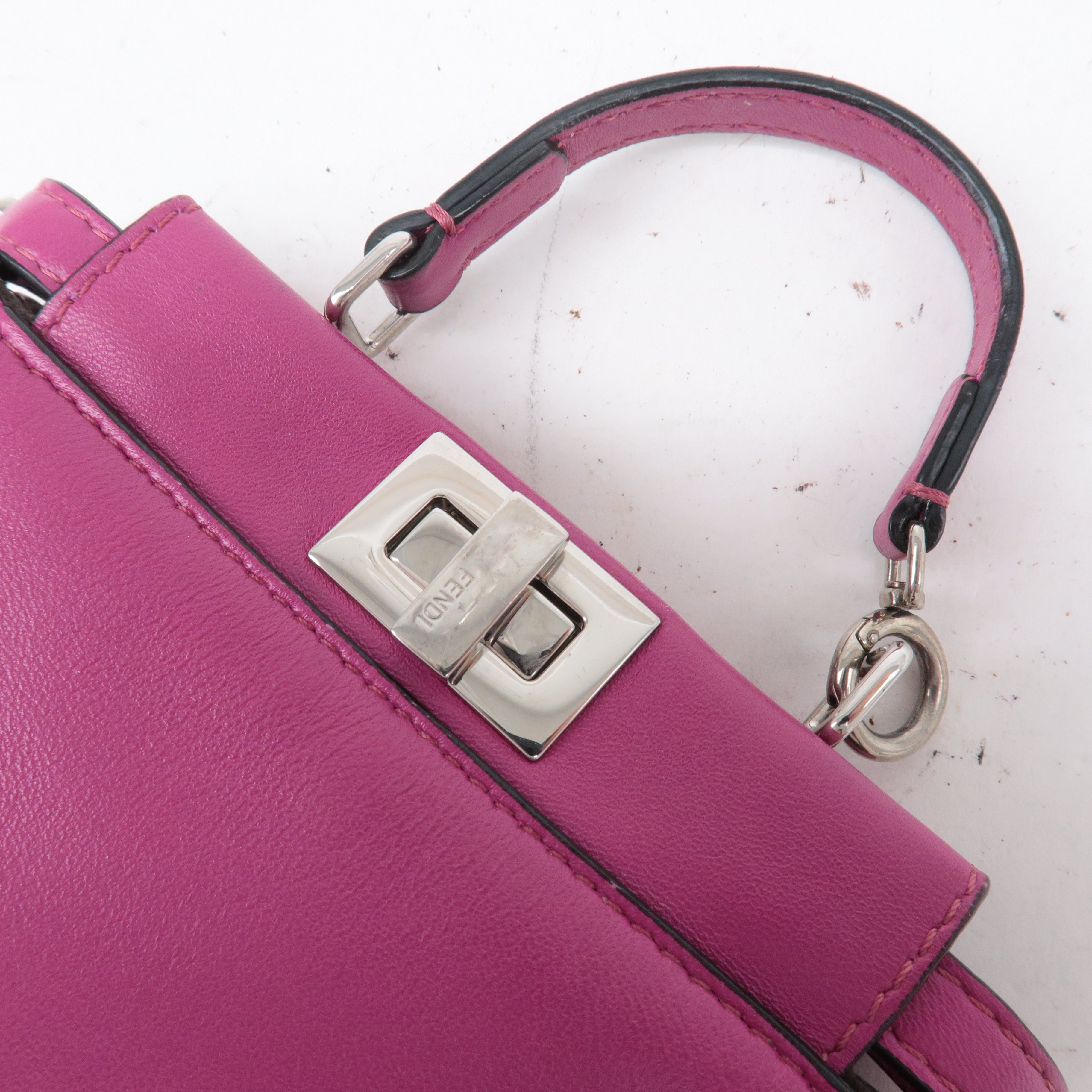 FENDI Leather Micro Peekaboo 2Way Bag Hand Bag Pink 8M0355