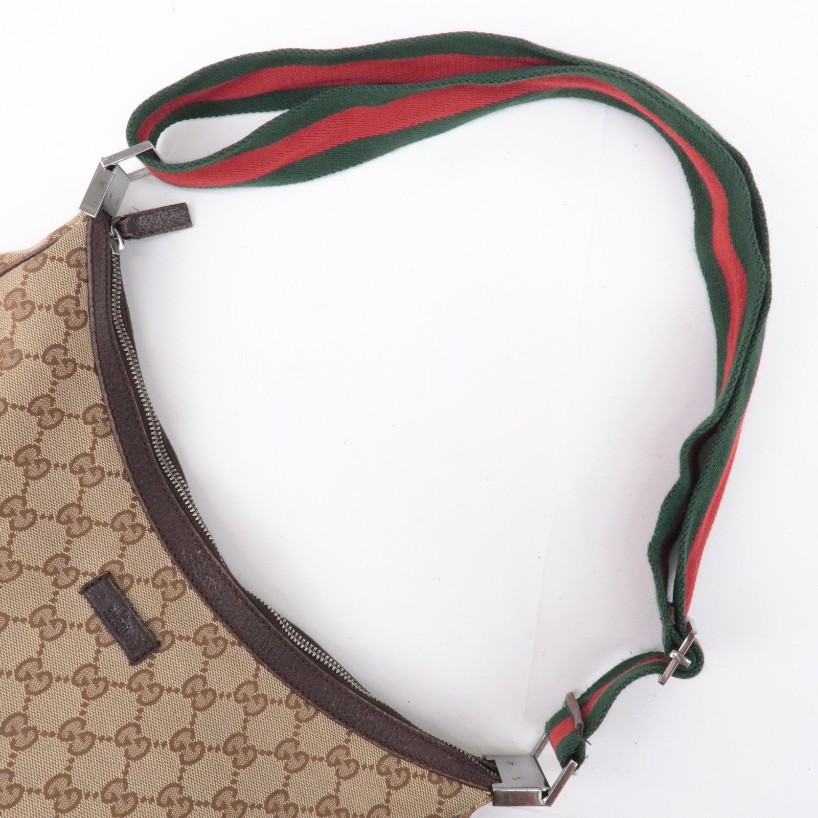 GUCCI Sherry GG Canvas Leather Shoulder Bag Beige Brown 122790