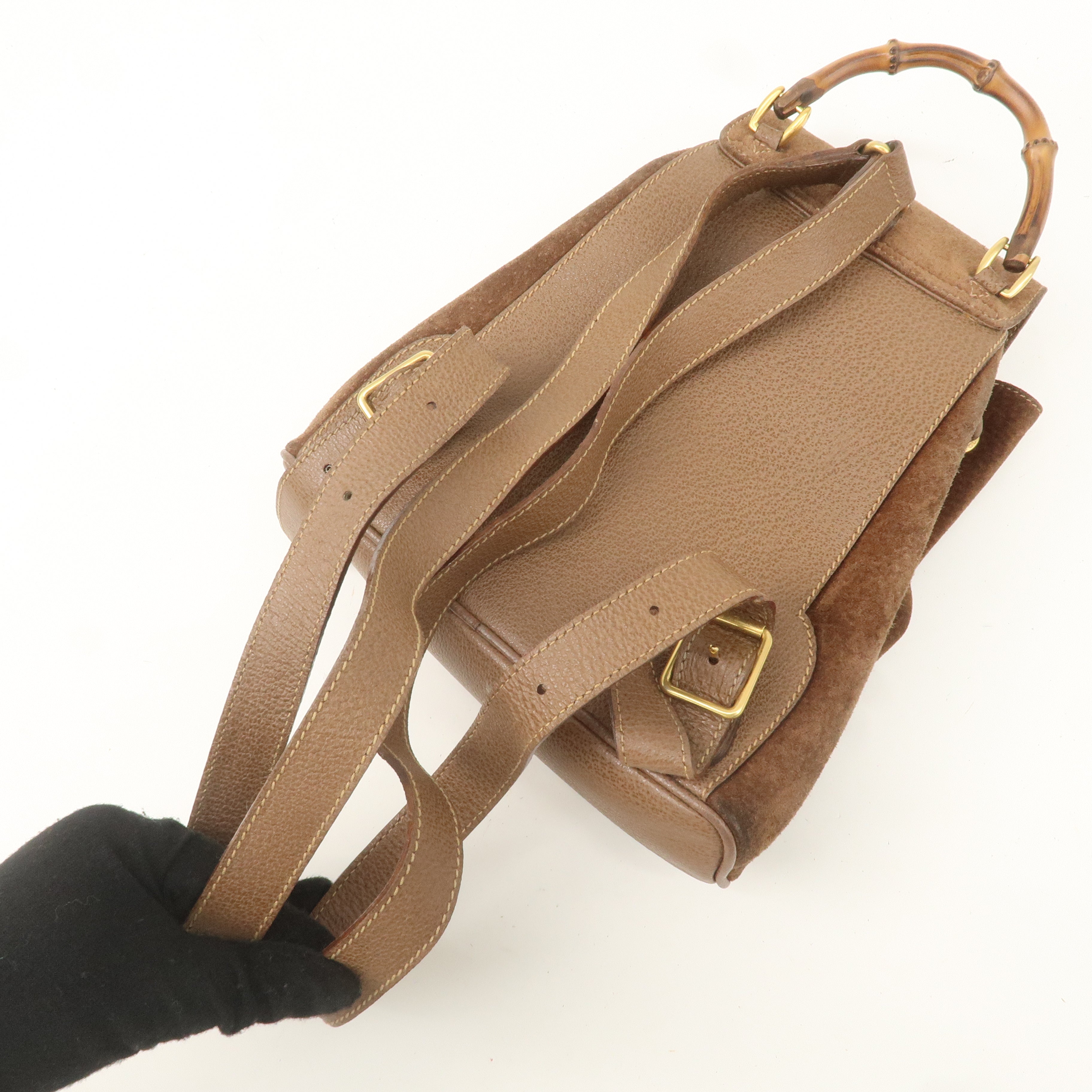 GUCCI Bamboo Suede Leather Mini Back Pack Brown 003郢晢ｽｻ繝ｻ・ｽEﾂ･2058郢晢ｽｻ繝ｻ・ｽEﾂ･0030