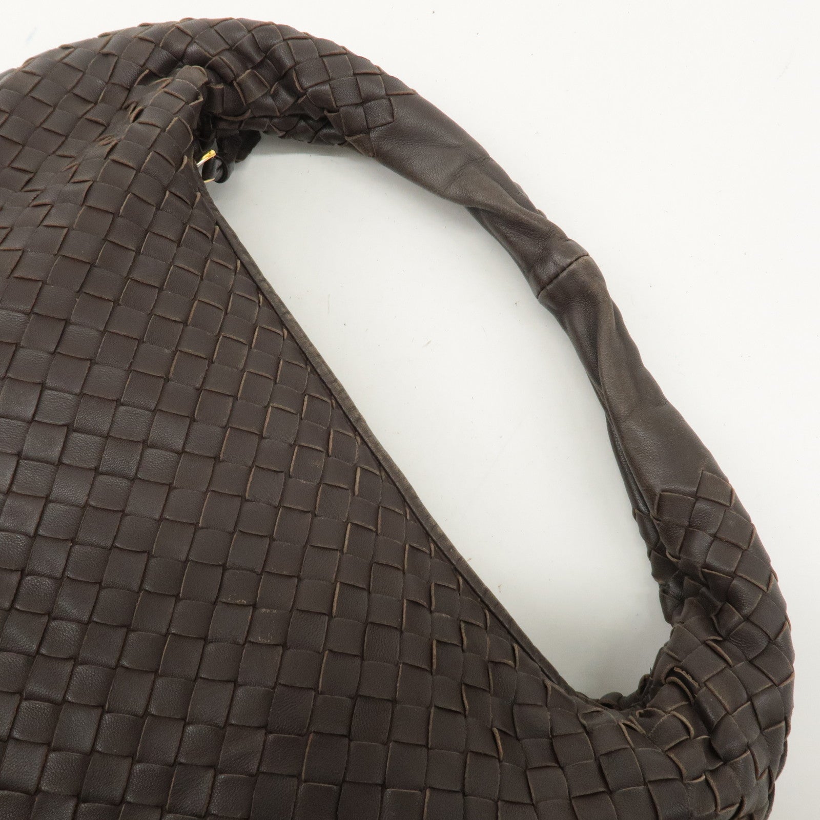 BOTTEGA VENETA Hobo Intrecciato Leather Shoulder Bag Brown 115653