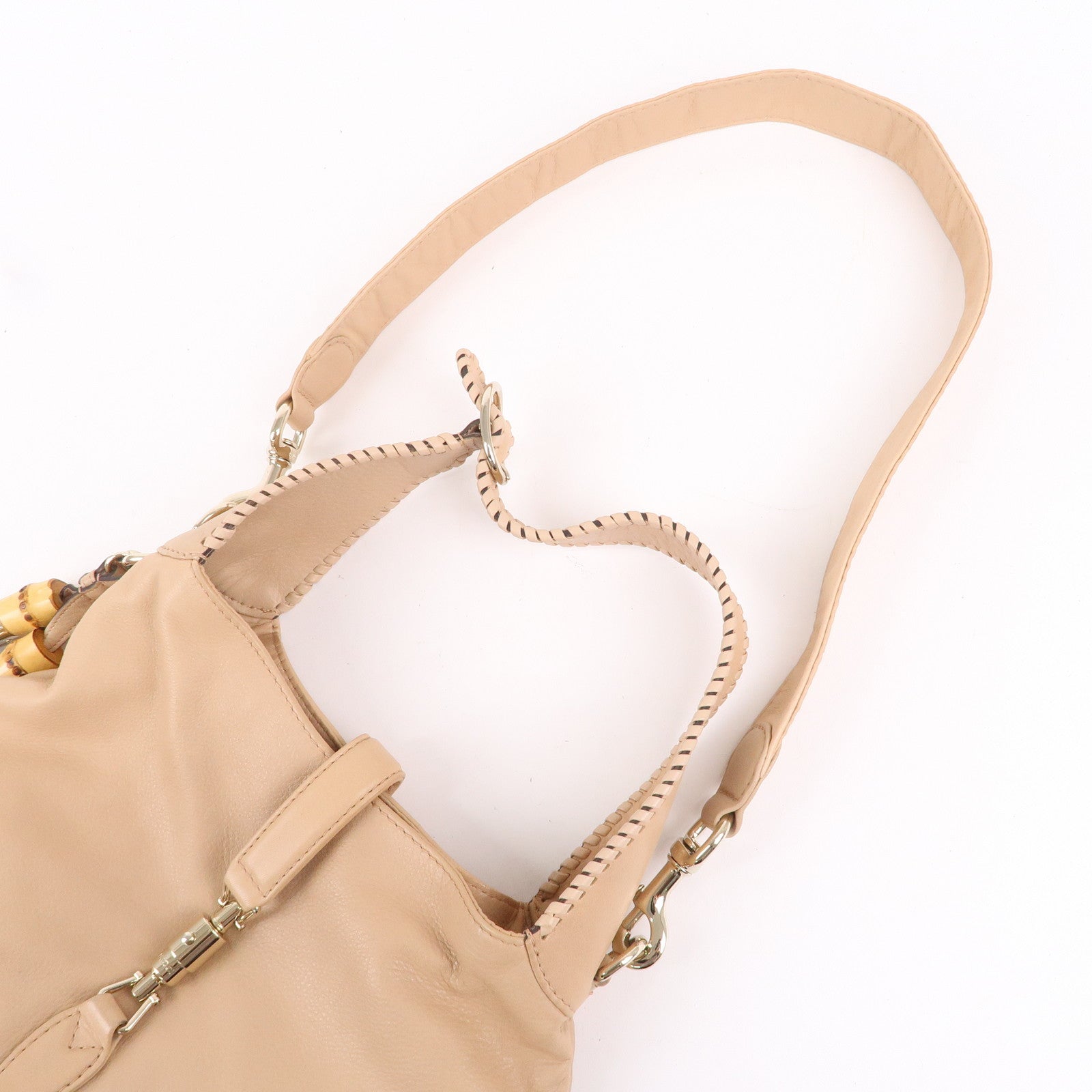 GUCCI New Jackie Leather 2Way Shoulder Hand Bag Beige 246907