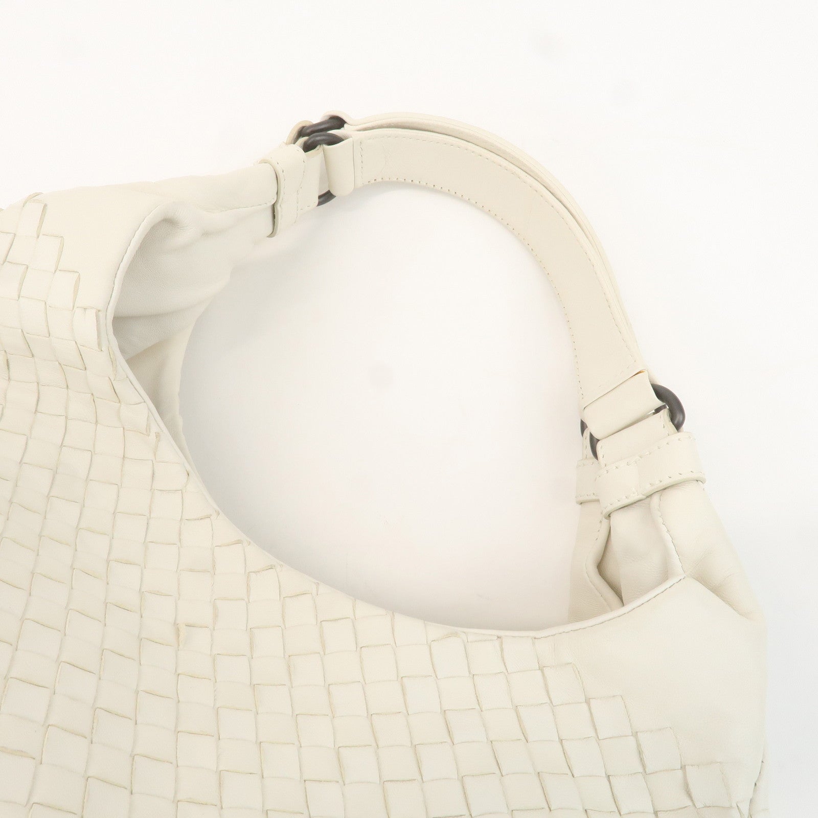 BOTTEGA VENETA Intrecciato Leather Shoulder Bag White 125787