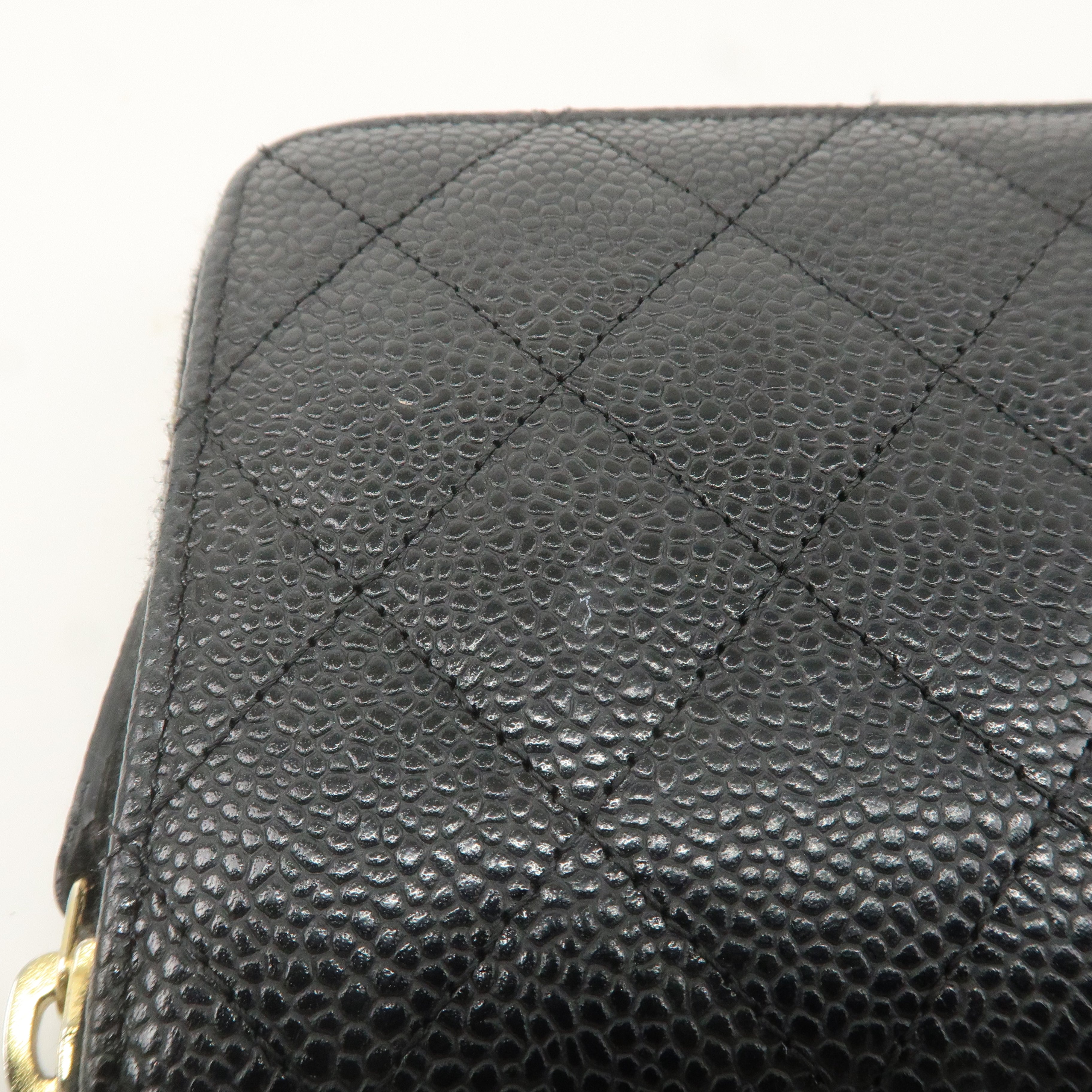 CHANEL Caviar Skin Coco Mark Matelasse Long Wallet Black A50097