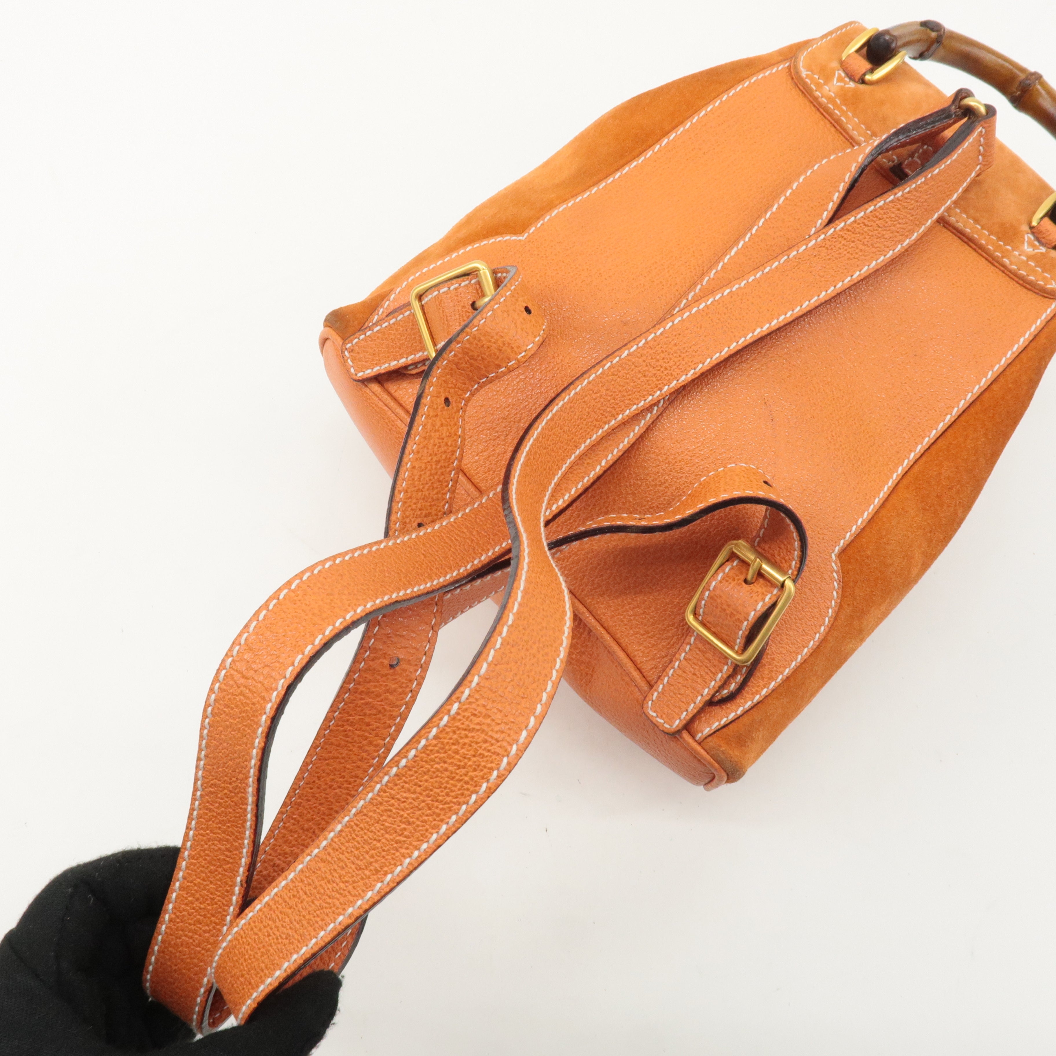 GUCCI Bamboo Suede Back Pack Orange 003･2058･0030